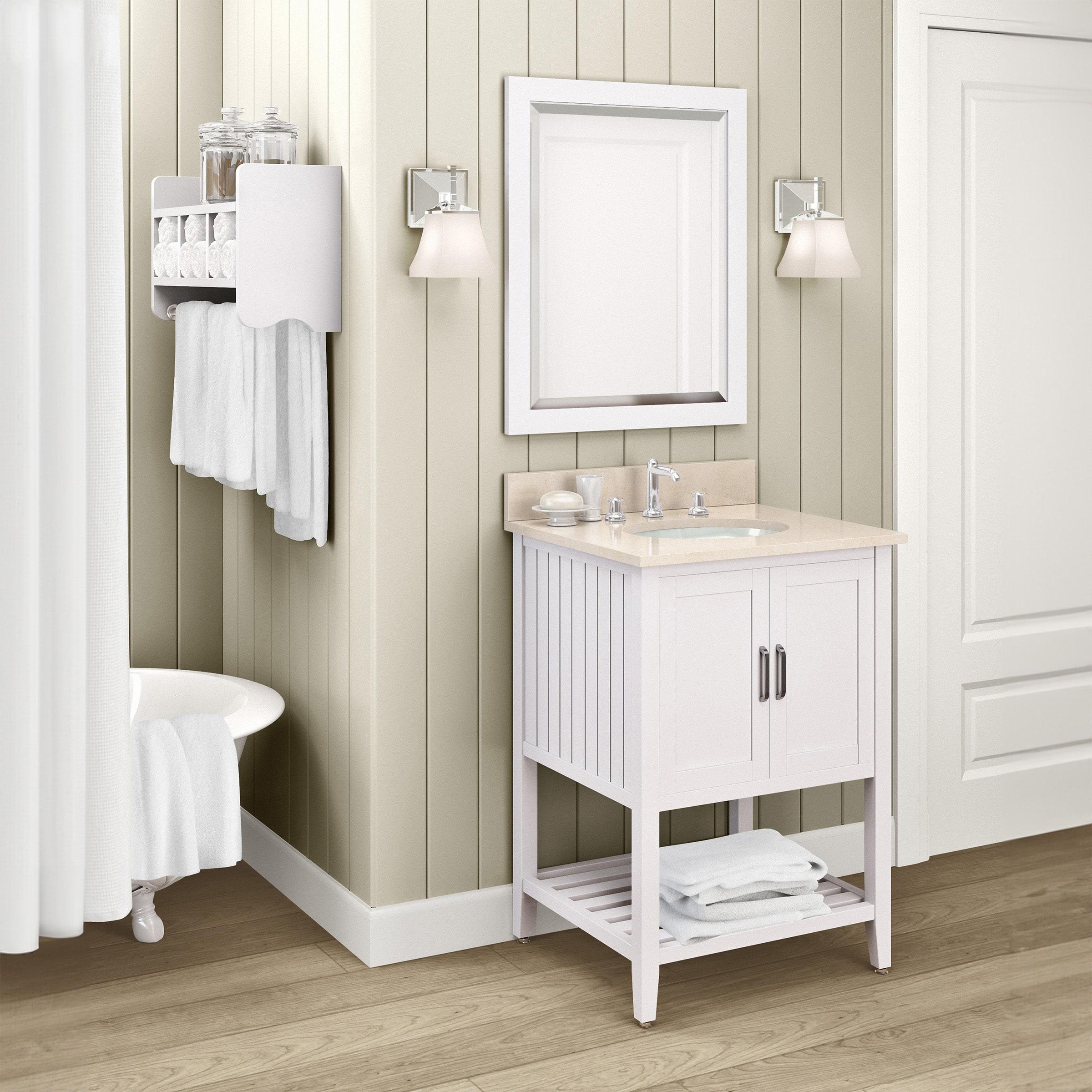 Alaterre Furniture 24" Beveled Bath Vanity Mirror, White