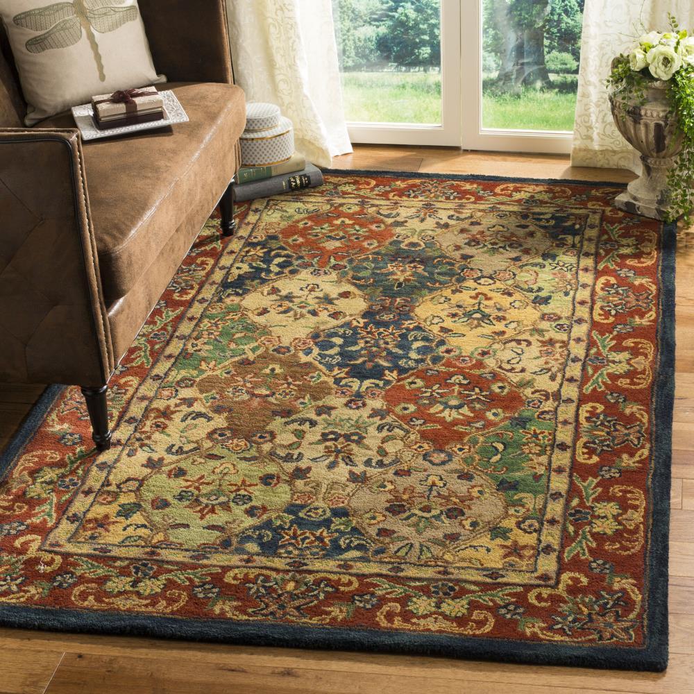 Heritage HG911 Hand Tufted Area Rug - Beige/Burgundy - 6'x6' - Safavieh.