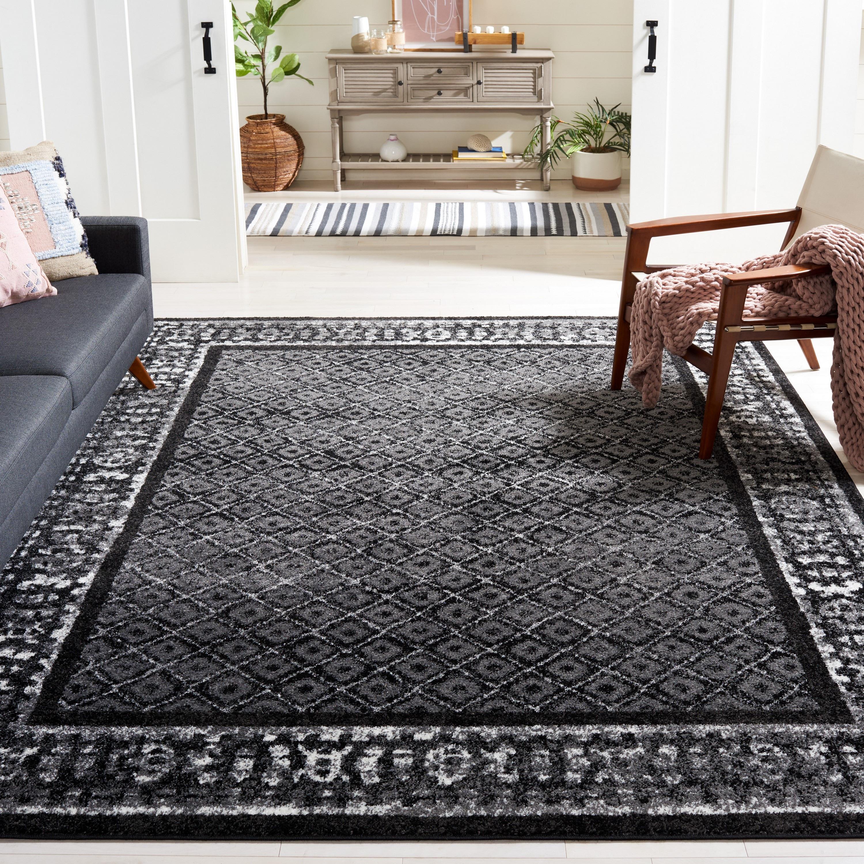 Adirondack ADR110 Machine Made Indoor Area Rug - Black/Silver - 9'x12' - Safavieh
