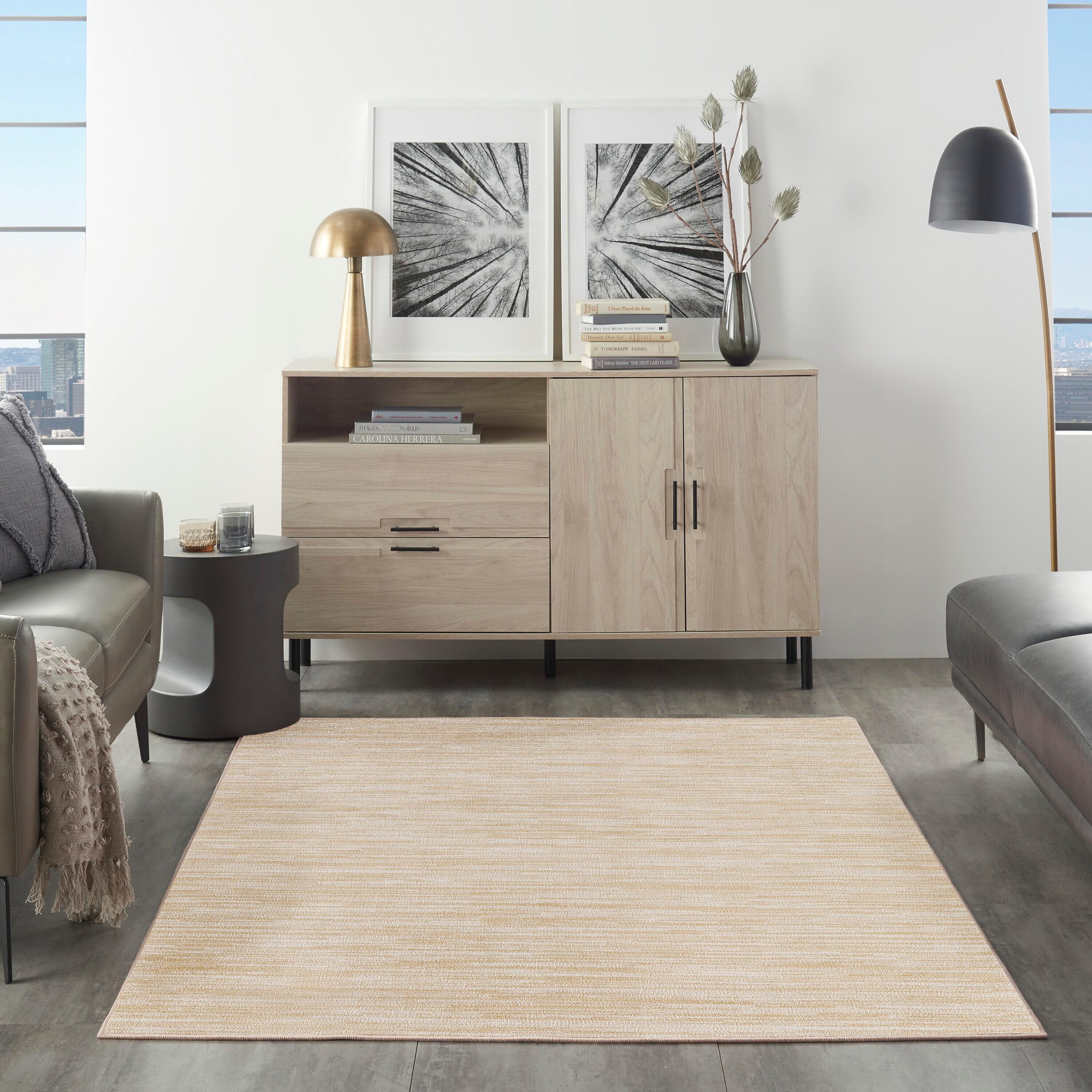 Nourison Essentials Easy Care Indoor Outdoor Area Rug - Ivory Gold 4' x 6'