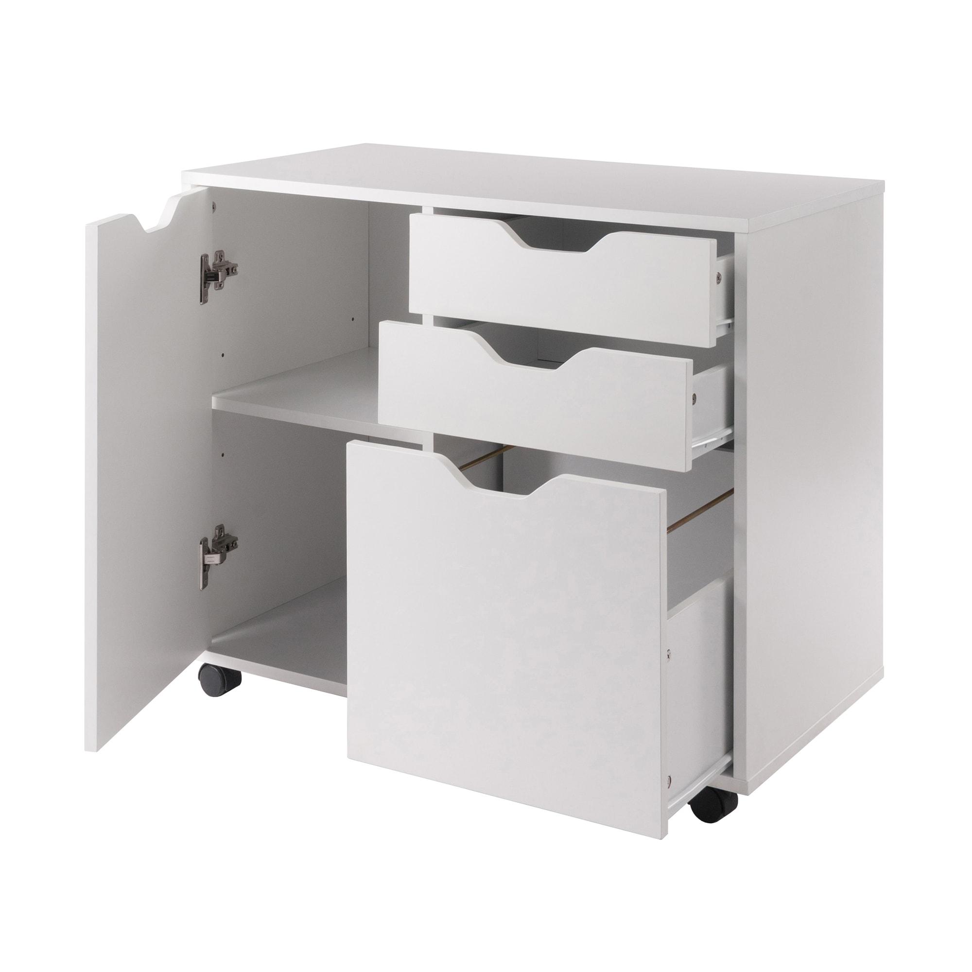 Halifax 2 Sections Mobile Filing Cabinet White - Winsome: MDF Construction, Office Storage, 2 Drawers