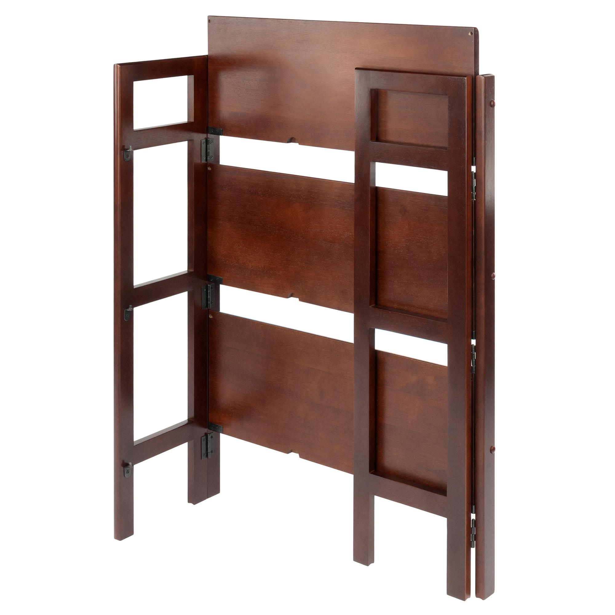 38.54" Terry Folding Bookshelf Walnut - Winsome: Solid Beech Wood, Mid-Century Modern, 3 Fixed Shelves