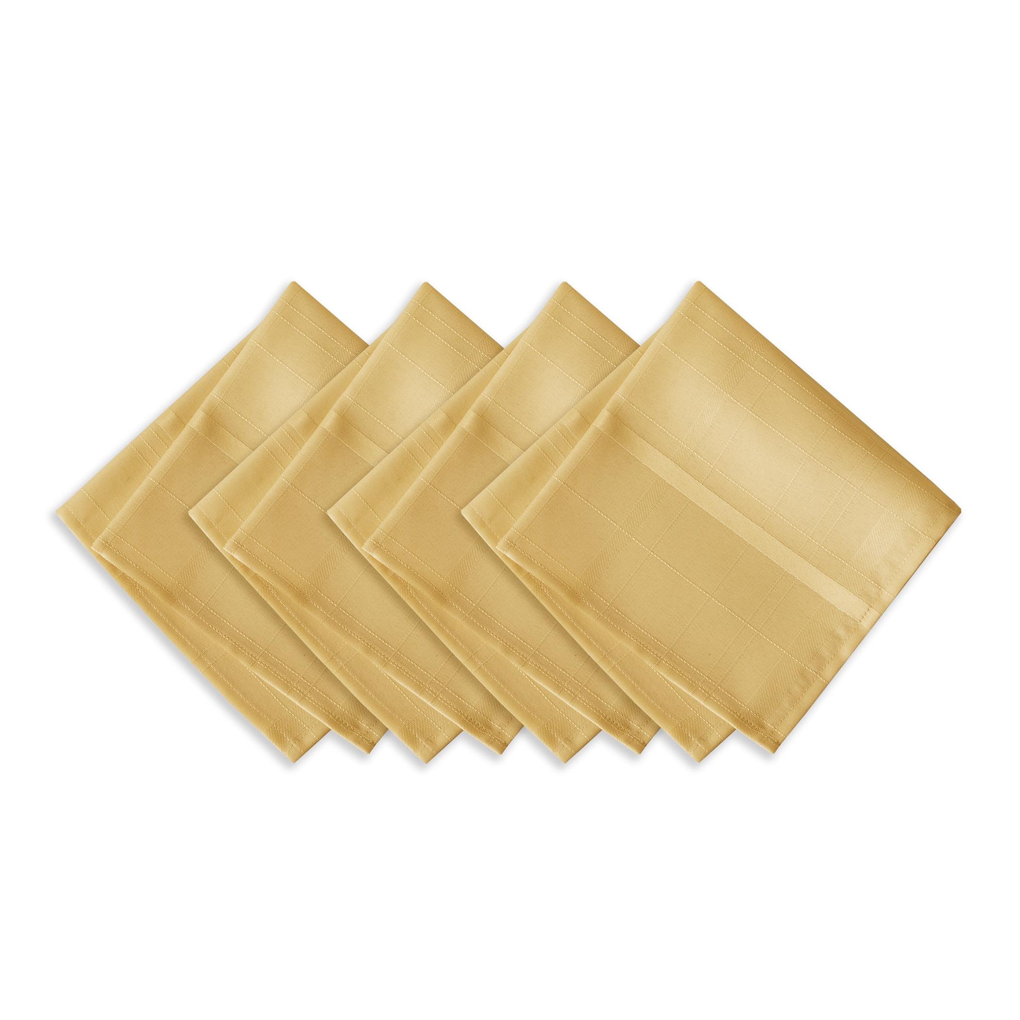 Elegance Plaid Stain Resistant Napkin Set of 4 - 17" x 17" - Ribbon Gold - Elrene Home Fashions