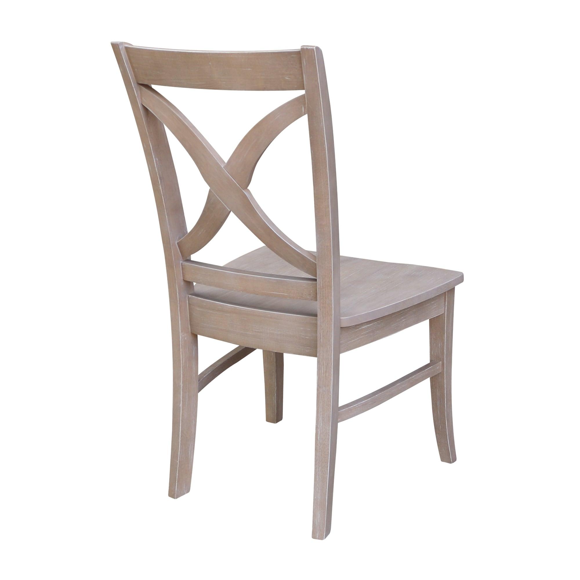 Solid Wood Cross Back Side Chair in Taupe (Set of 2)