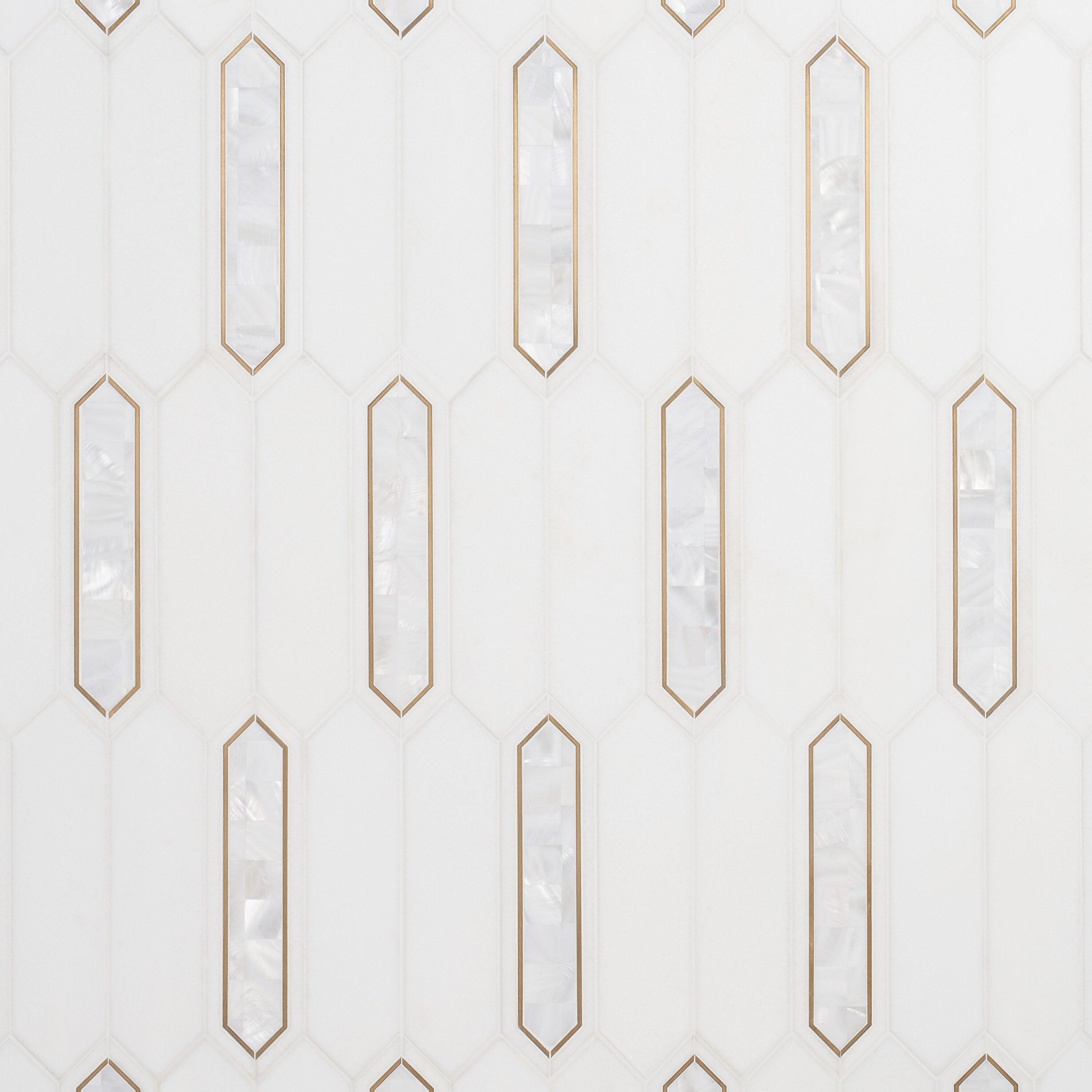 Zip 11.65'' W x 13.62'' L Marble and Brass Mosaic Tile (1.1 Sq. Ft. / Sheet)