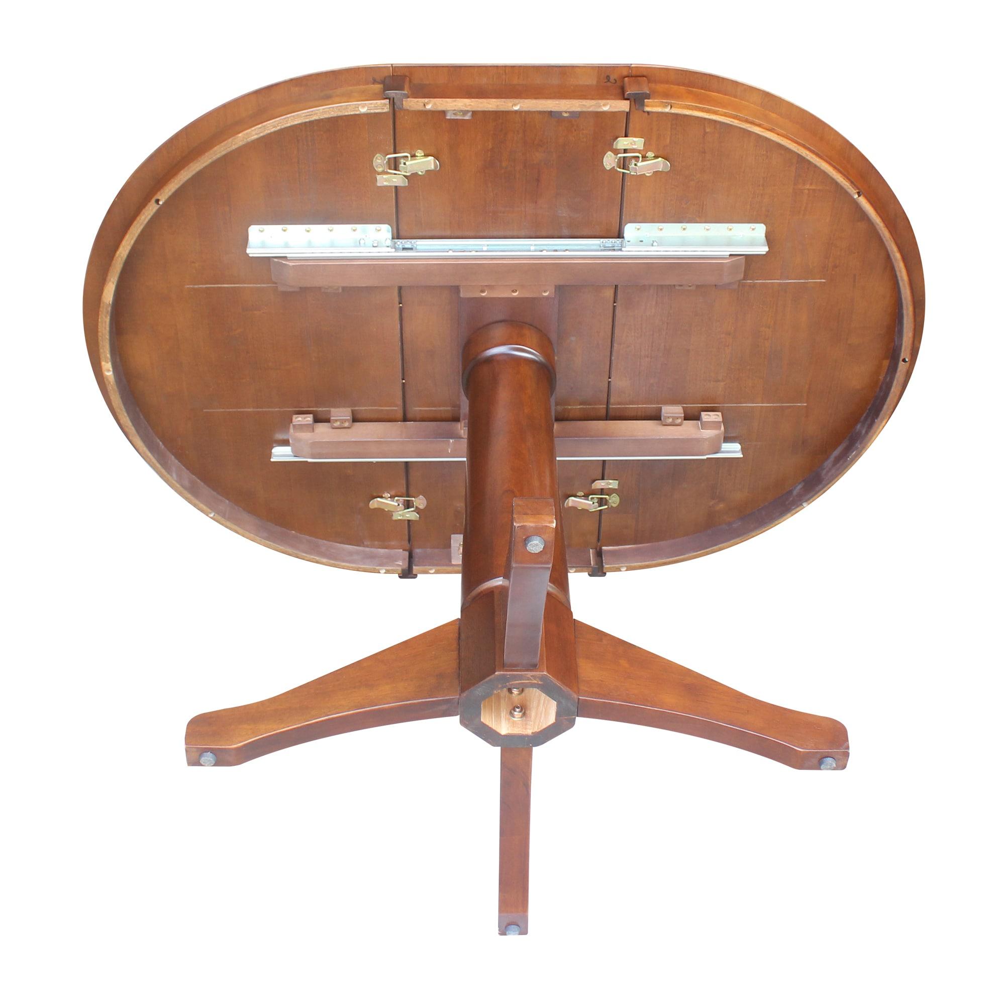 36" Magnolia Round Top Dining Table with 12" Leaf Espresso - International Concepts: Solid Parawood, Expandable, Pedestal Base