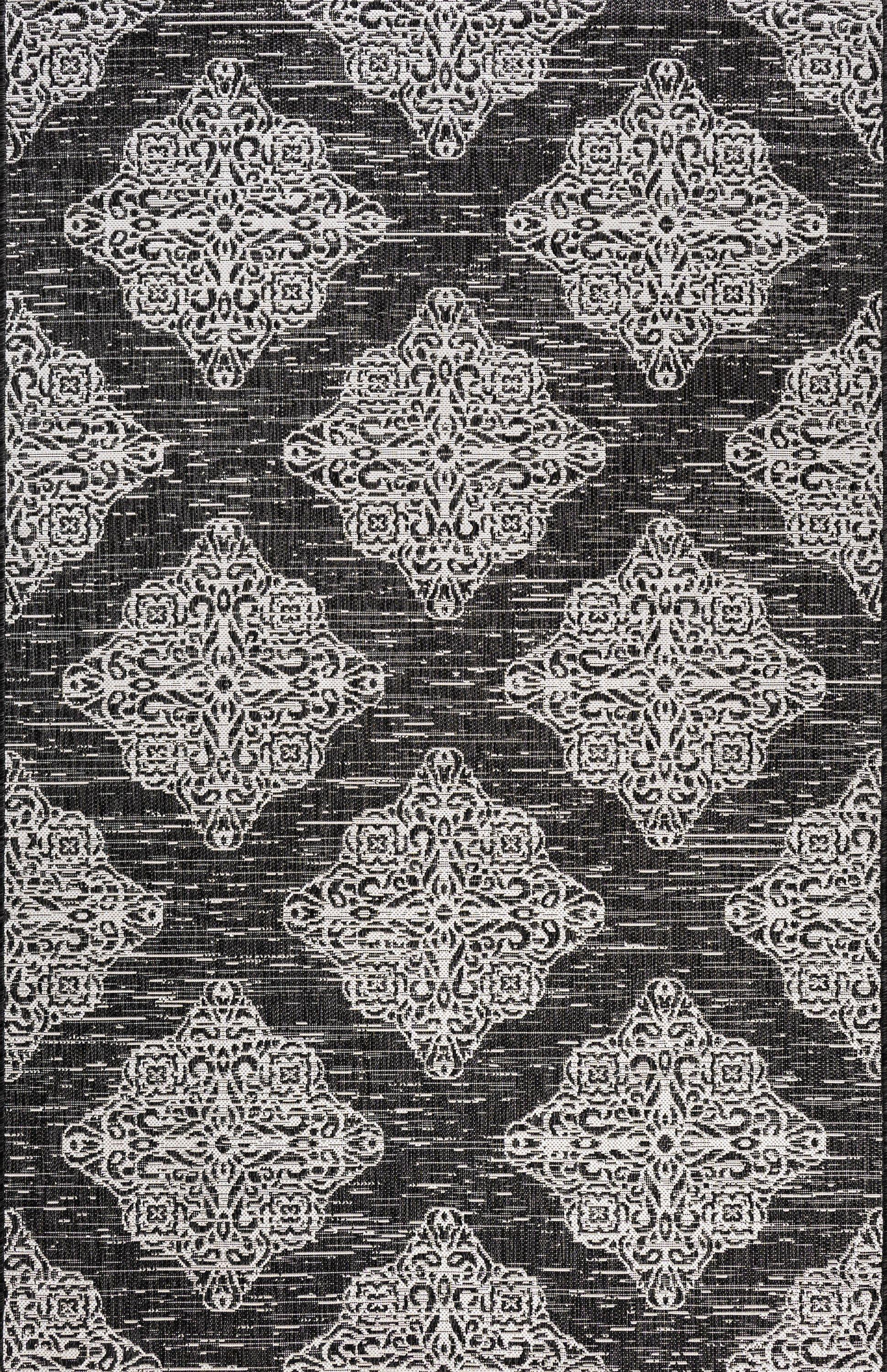 JONATHAN Y SMB121B-5 Tuscany Ornate Medallions Black/Ivory 5 ft. x 8 ft. Indoor/Outdoor Area Rug, Casual, Pet Friendly, Stain Resistant, Easy to Clean, for Patio, Living Room; Kitchen, Bedroom