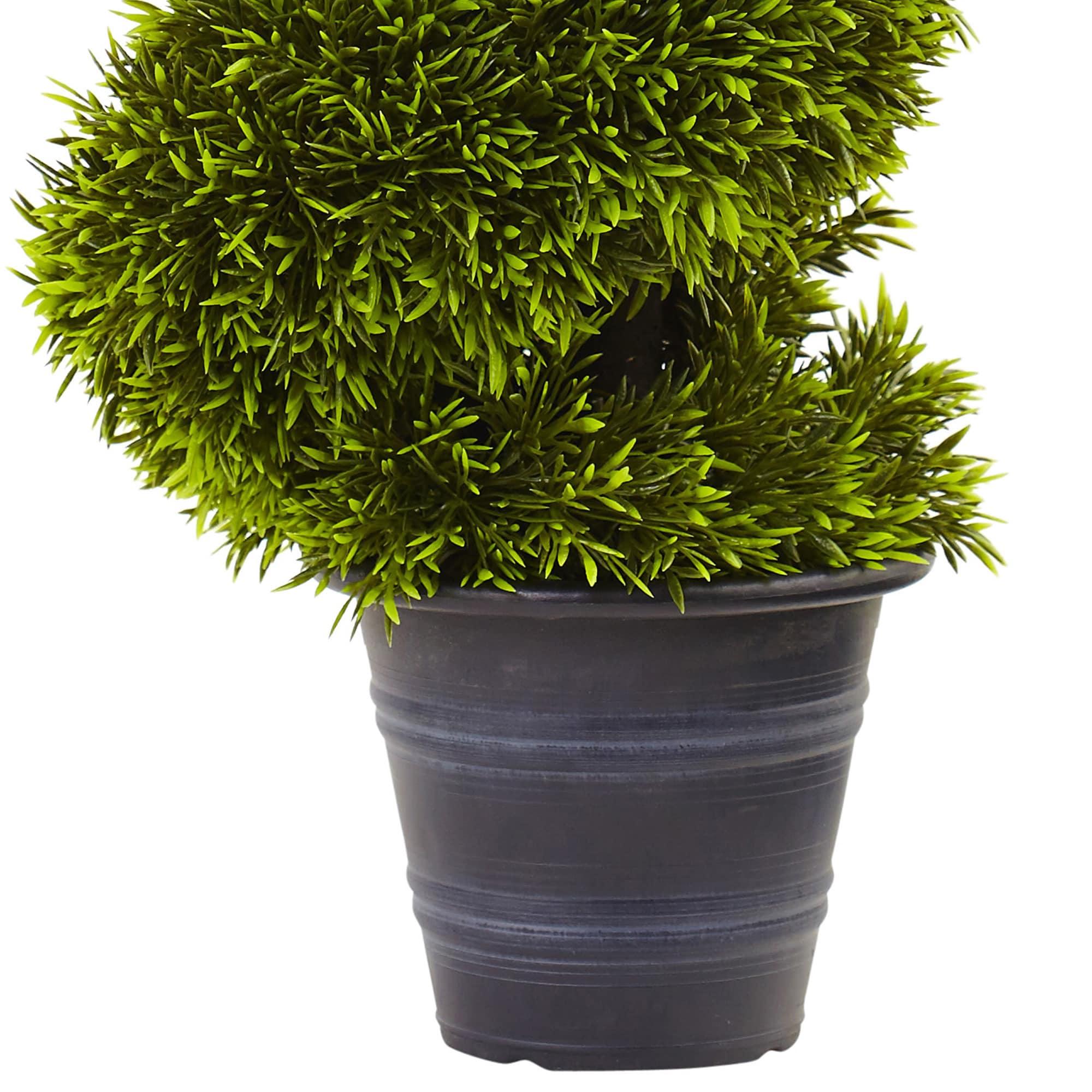 Nearly Natural 3-ft Grass Spiral Topiary with Deco Planter