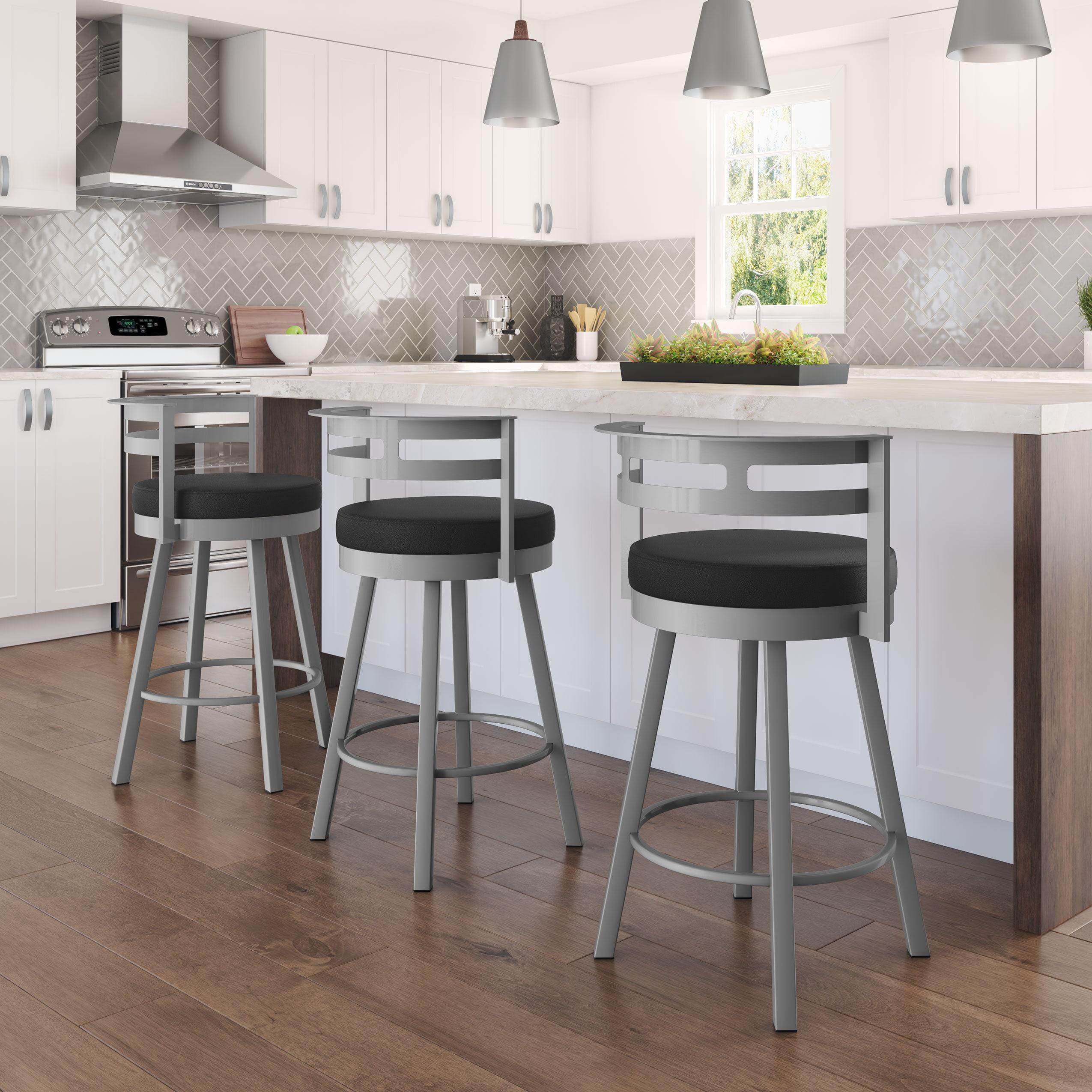 Amisco Render Upholstered Counter Height Barstool: Faux Leather, Steel Frame, Fixed Height