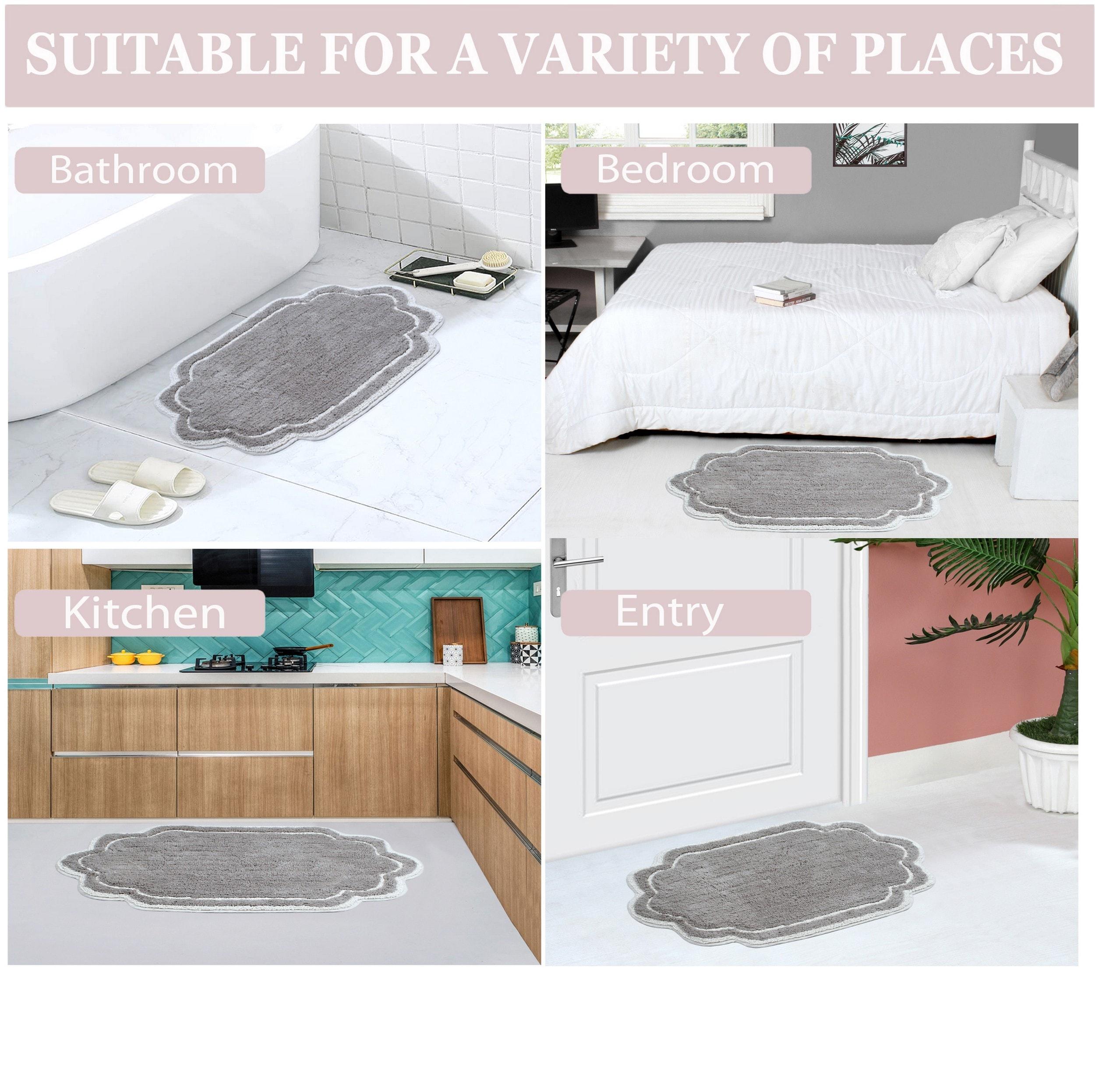 Home Weavers Allure Collection Bathroom Rug 100% Cotton Tufted Bathroom Rug, Soft and Absorbent Bath Rugs, Non-Slip Bath Carpet, Machine Wash Dry Bath Mats for Bathroom Floor- 21"x34" Bath Rug, Gray