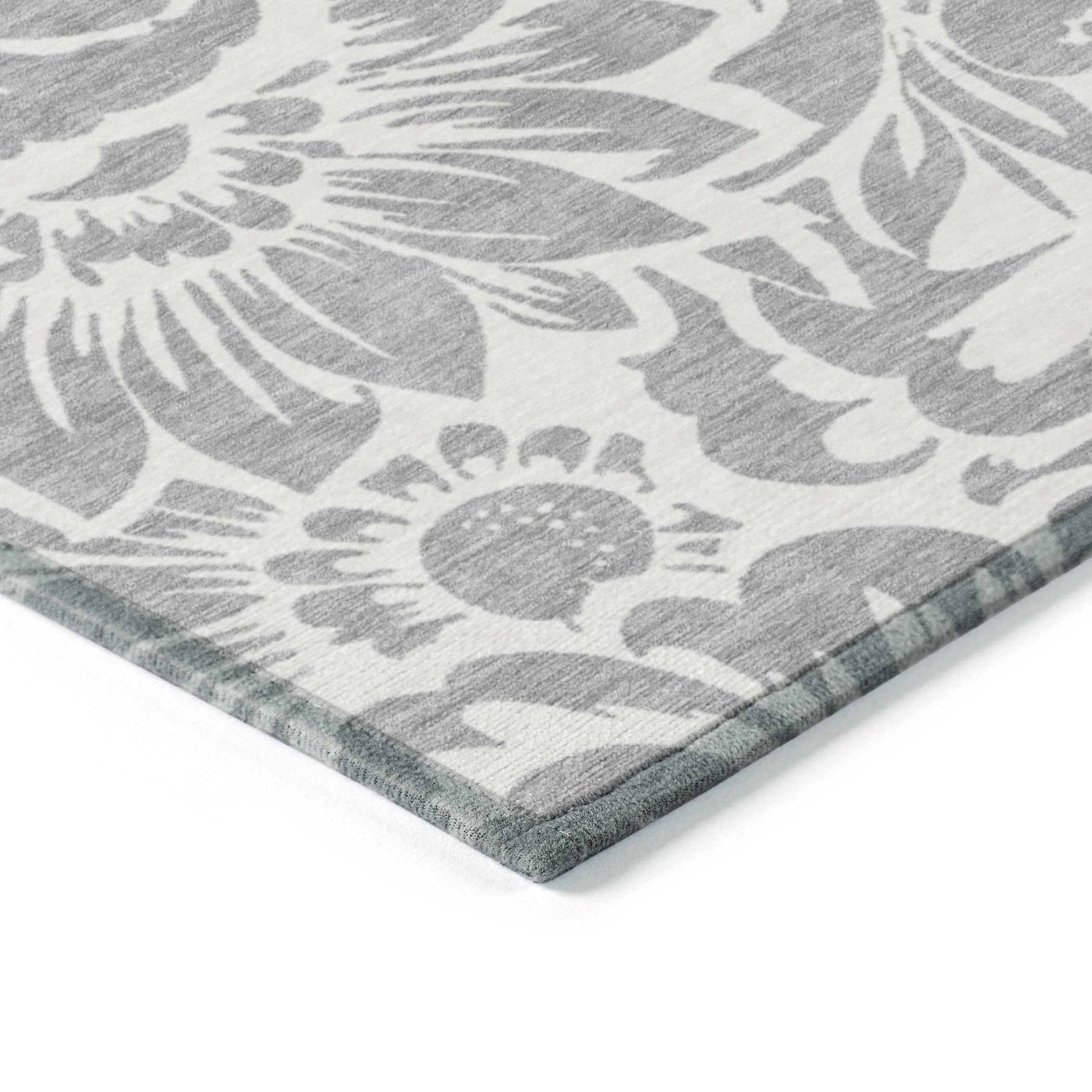 Addison Rugs Machine Washable Indoor/ Outdoor Whimsy Floral Chantille Rug Gray - 2'3" x 7'6"