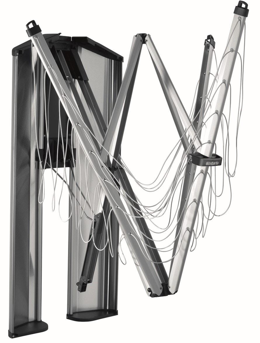 Brabantia Matt Steel Wall-Mounted Retractable Clothesline with Storage Box