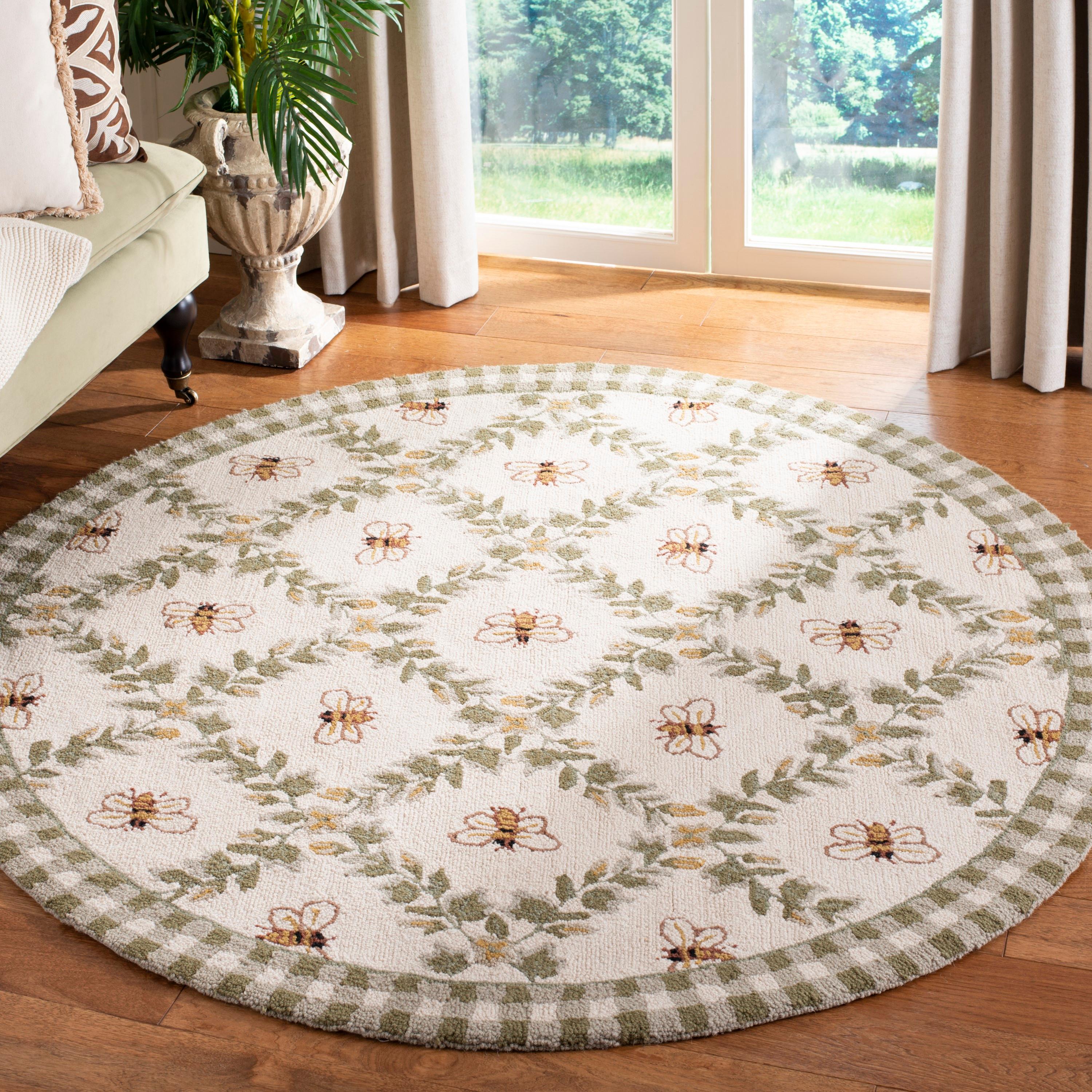 Chelsea HK55 Hand Hooked Accent Rug - Ivory/Green - 3' Round - Safavieh.