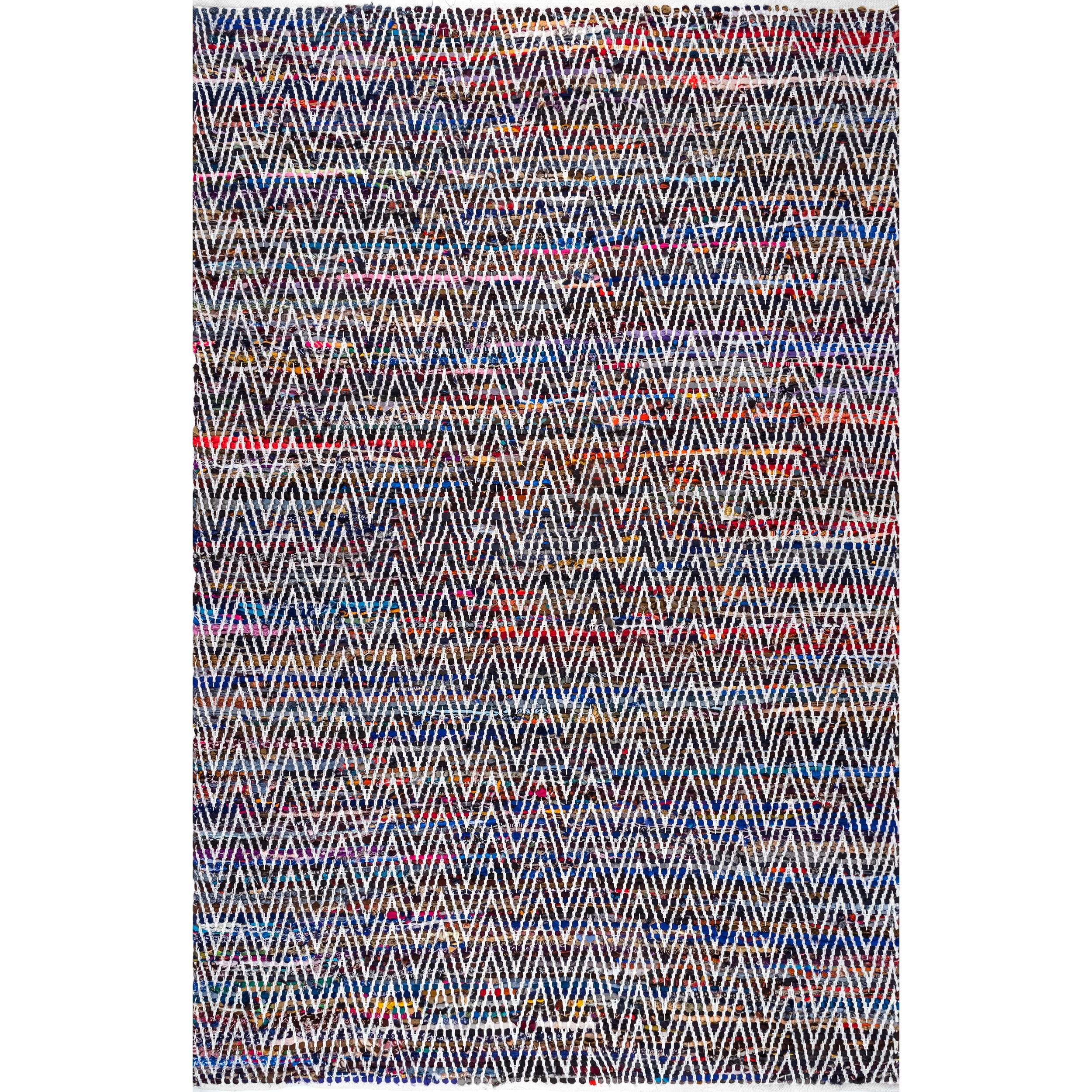 Nuloom Rochell Striped 4x6 Indoor Area Rug for Living Room Bedroom Dining Room Kitchen, Indigo/Multicolor