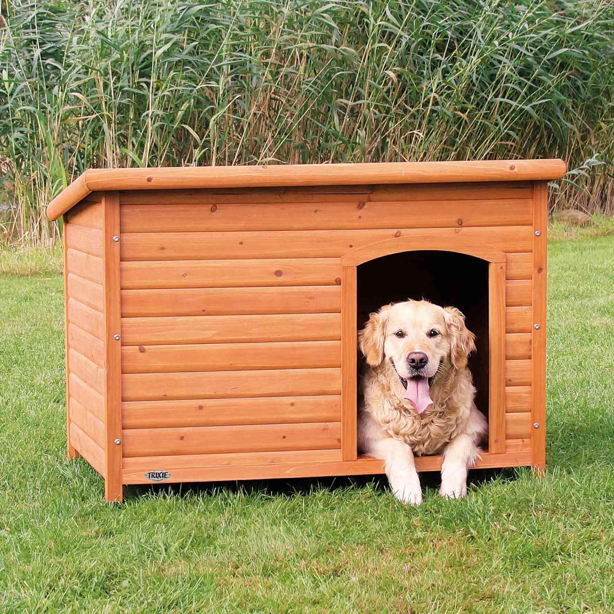 TRIXIE TRIXIE natura Classic Dog House, Flat Hinged Roof, Adjustable Legs, Elevated Pet Shelter