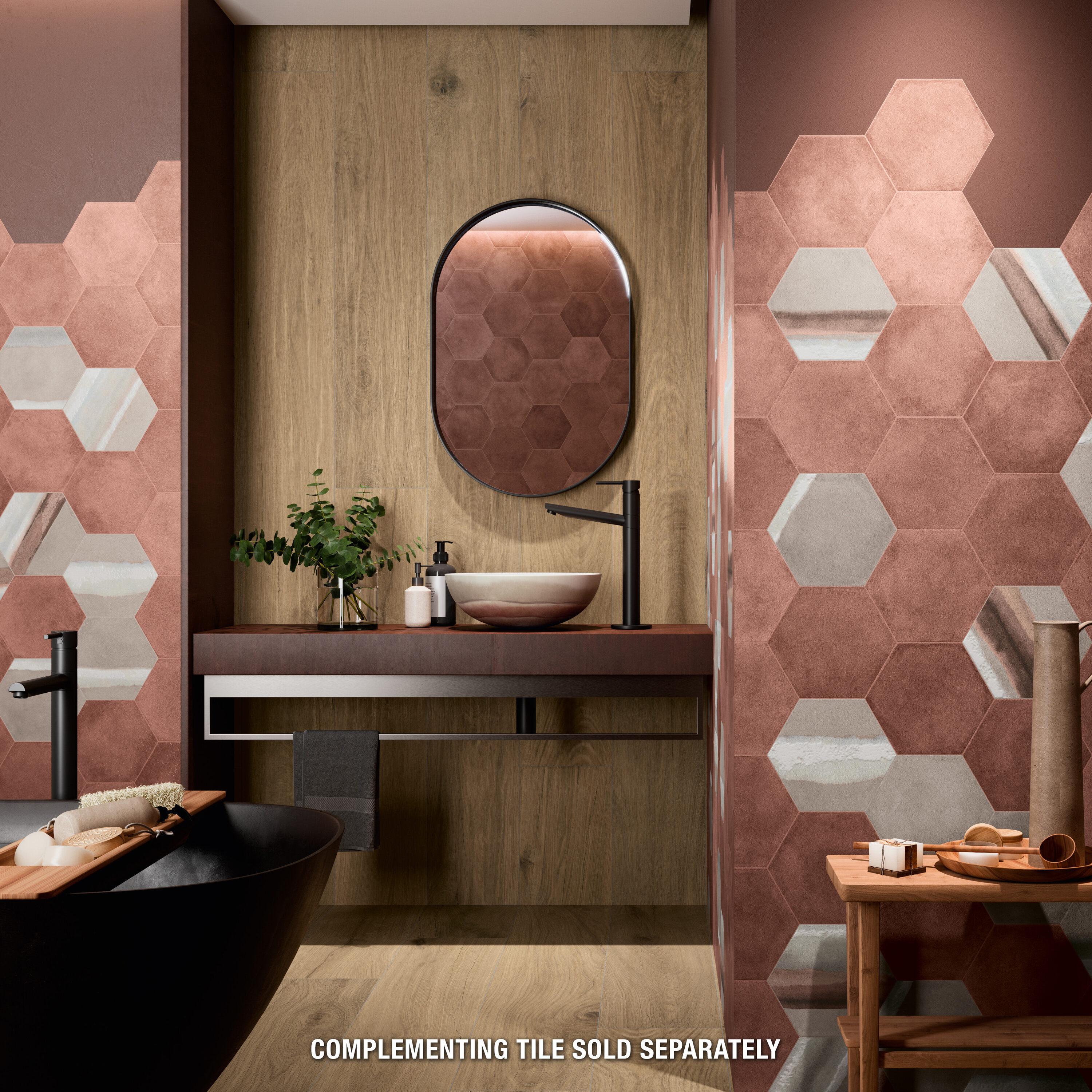Matter Hex Canvas 8' x 9' Stone Look Wall & Floor Tile