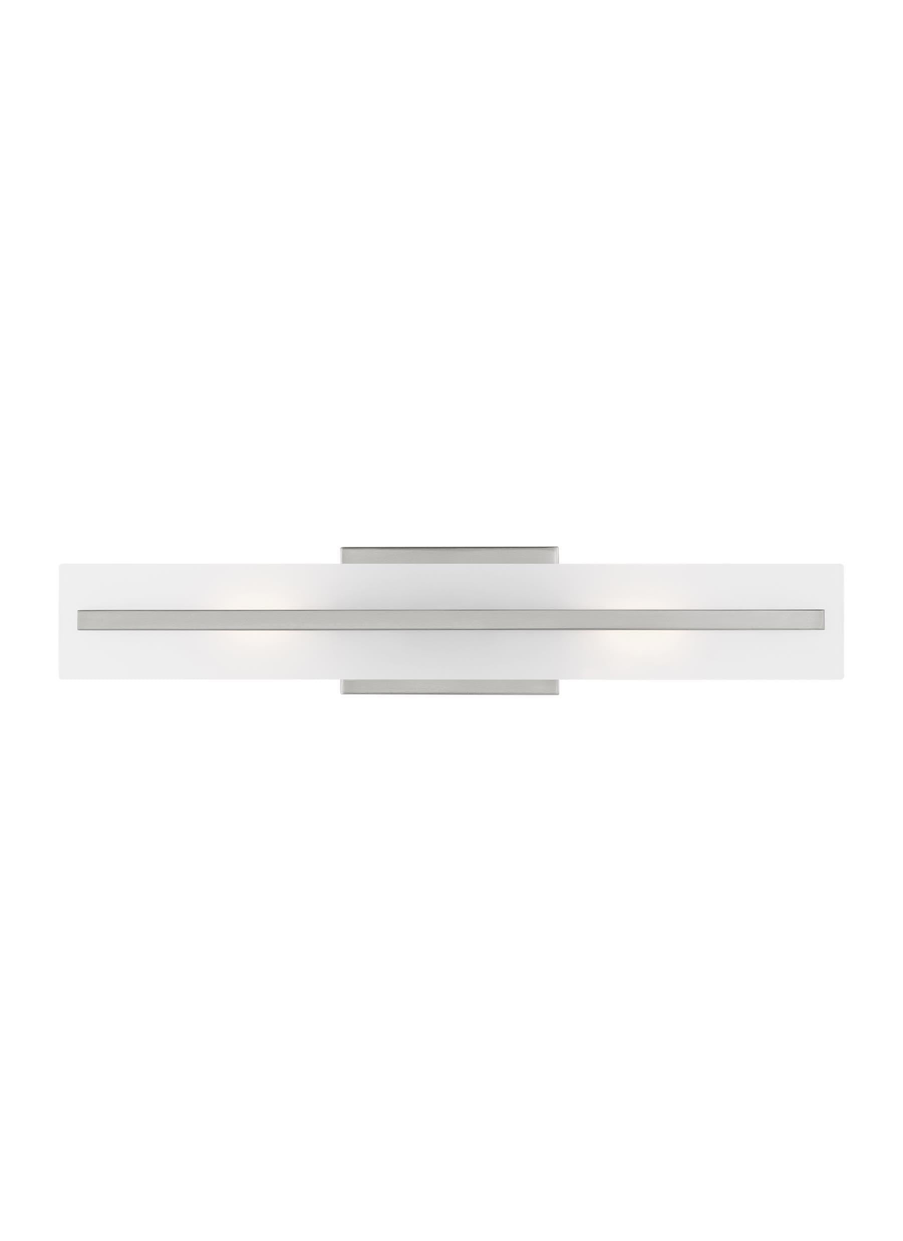 Modern Brushed Nickel 2-Light Bath Vanity with Satin Etched Glass