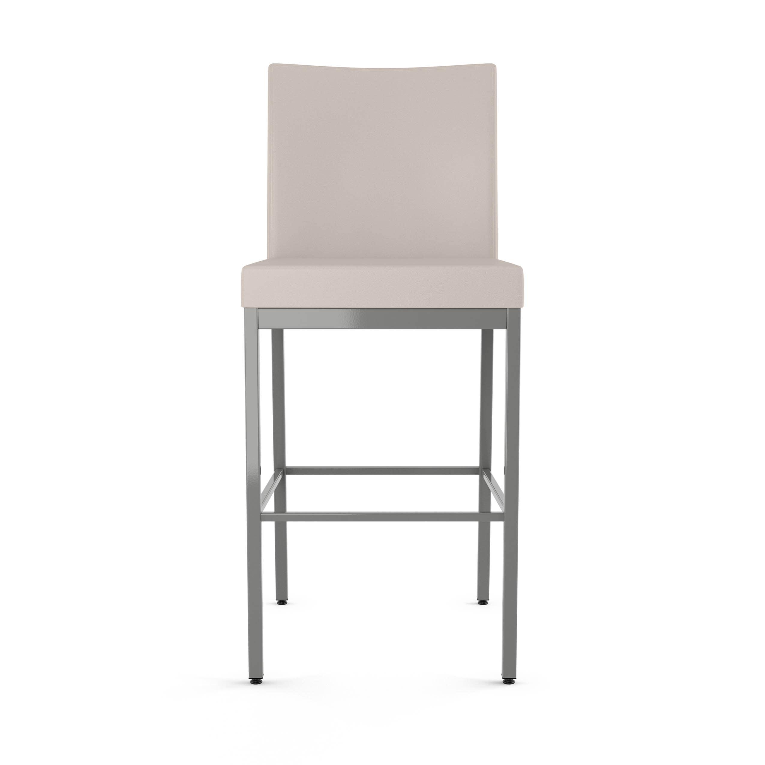 Amisco Perry Plus 26 In. Counter Stool - Cream Faux Leather / Metallic Grey Metal