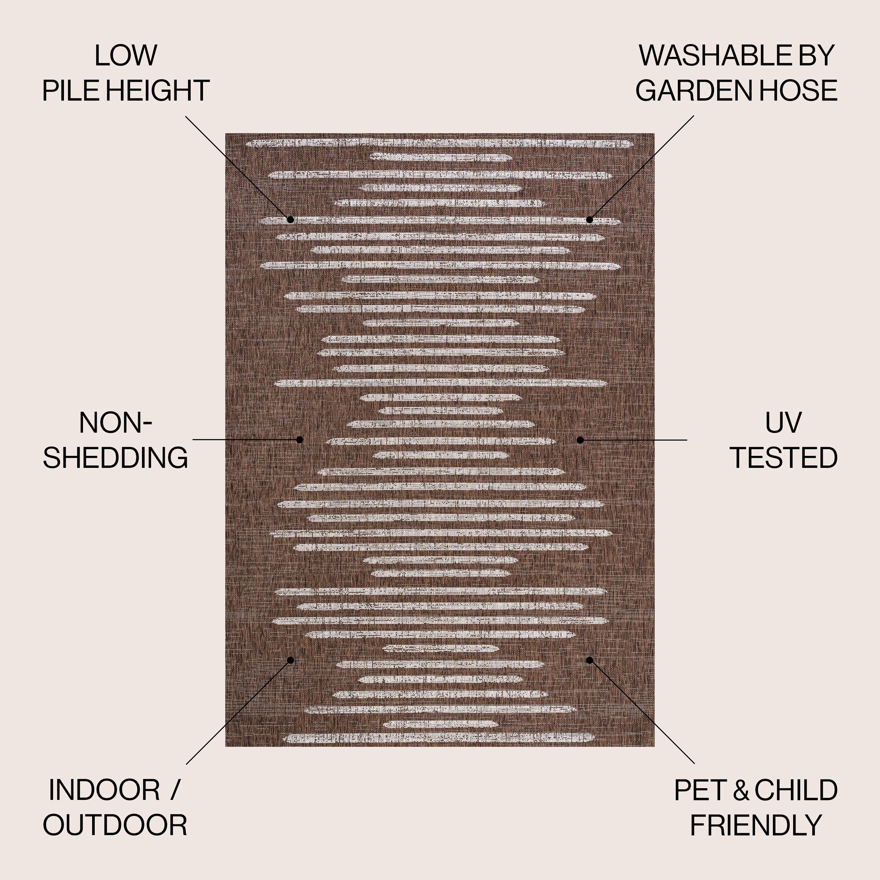 8'x10' Zolak Berber Stripe Geometric Indoor/Outdoor Area Rug, Brown/Beige - JONATHAN Y