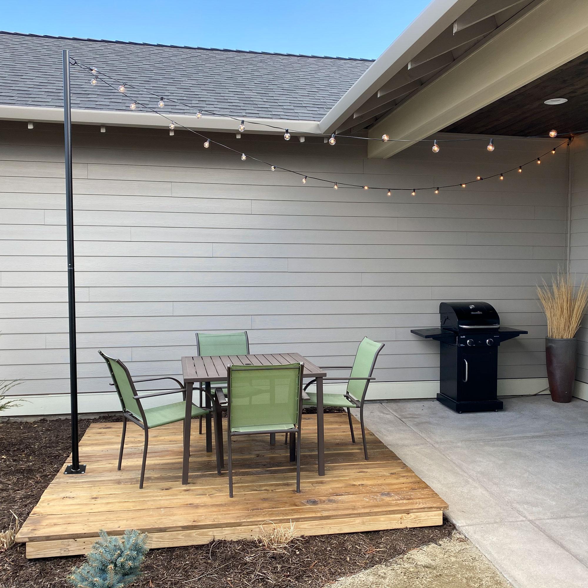 Allsop 9.5ft Heavy-Duty String Light Pole Stand with Freestanding Tank Base for Grass, Patio, Deck, Events