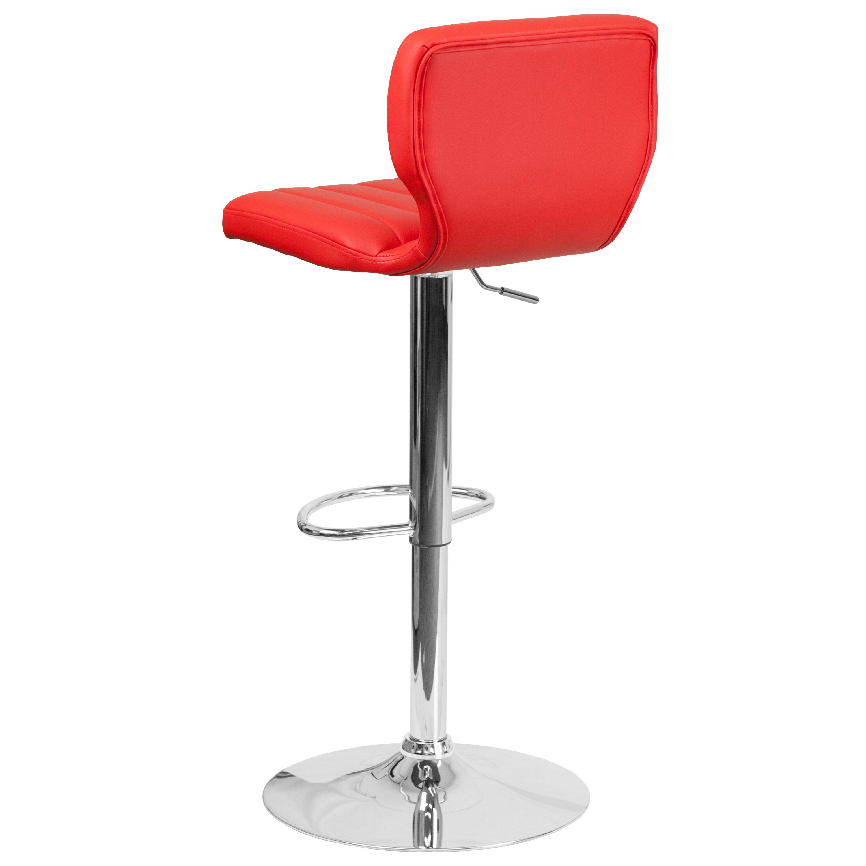 Flash Furniture Bar Stool with 360-Degree Swivel & Adjustable Height, Red