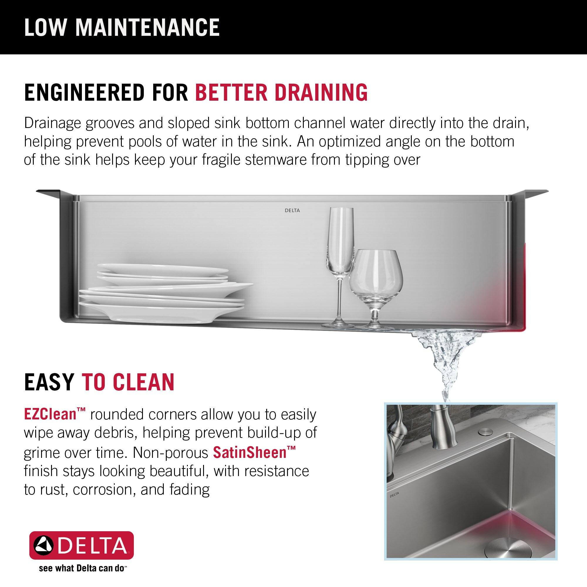 Delta Lorelai™ 30" L Workstation Kitchen Sink Drop-In Top Mount 16 Gauge Stainless Steel Single Bowl