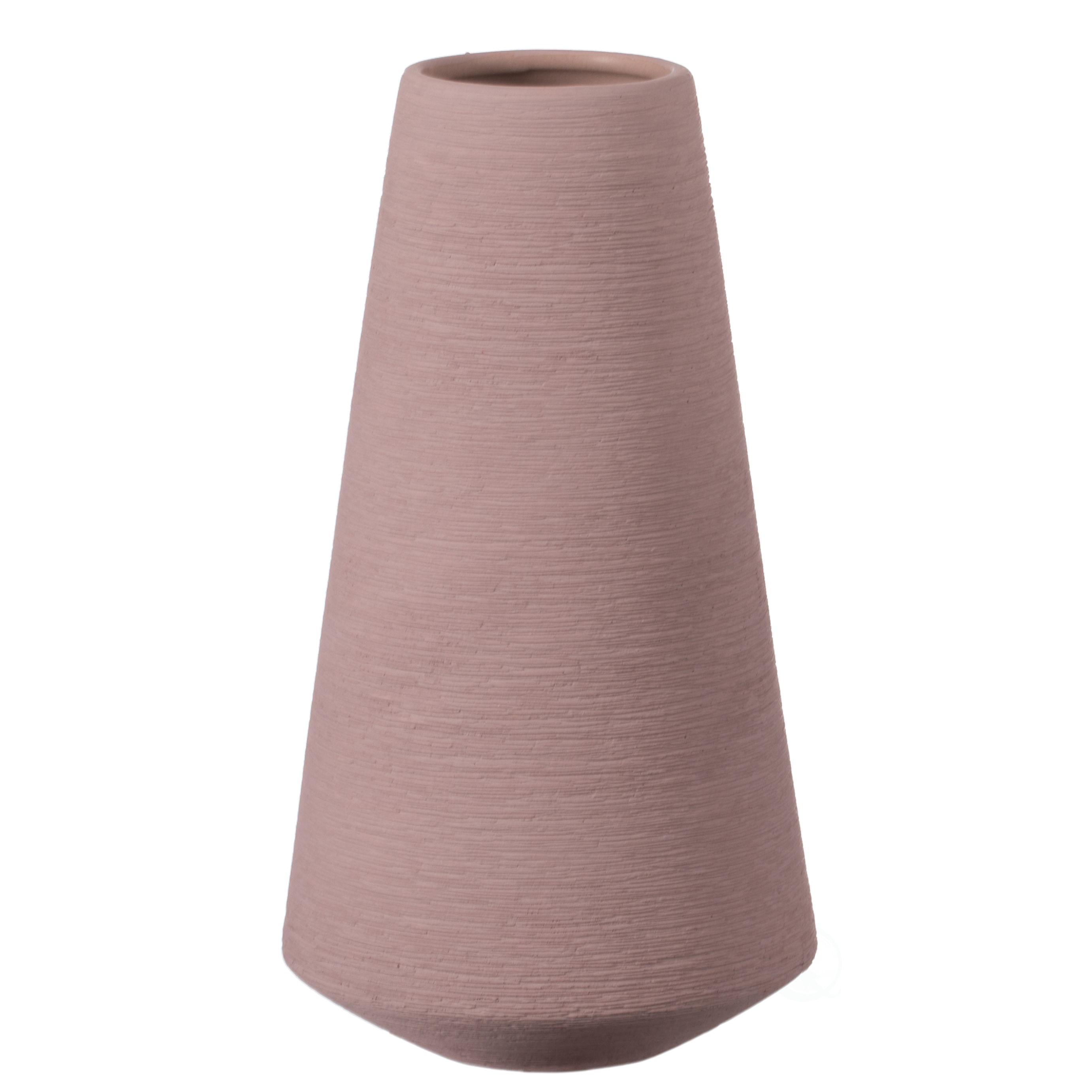 Uniquewise 10" H Decorative Ceramic Round Cone Shape Centerpiece Table Vase Pink, Large