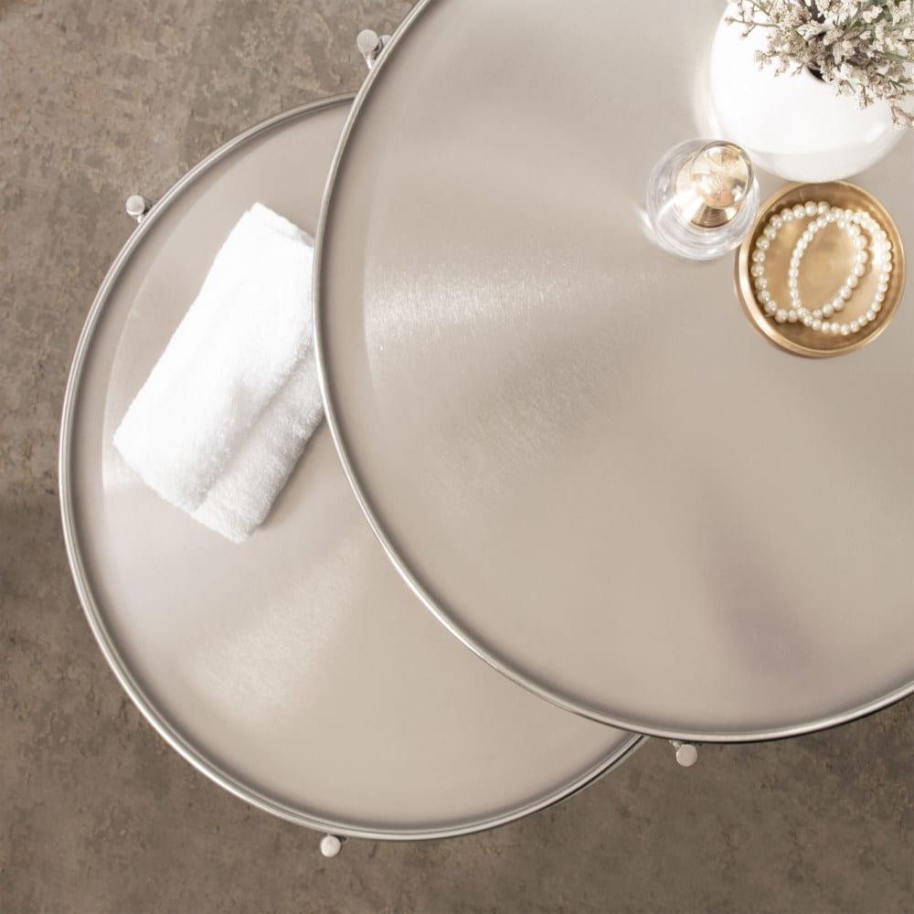Kate and Laurel Ulani Round Metal Nesting Table, 2 Piece, Silver