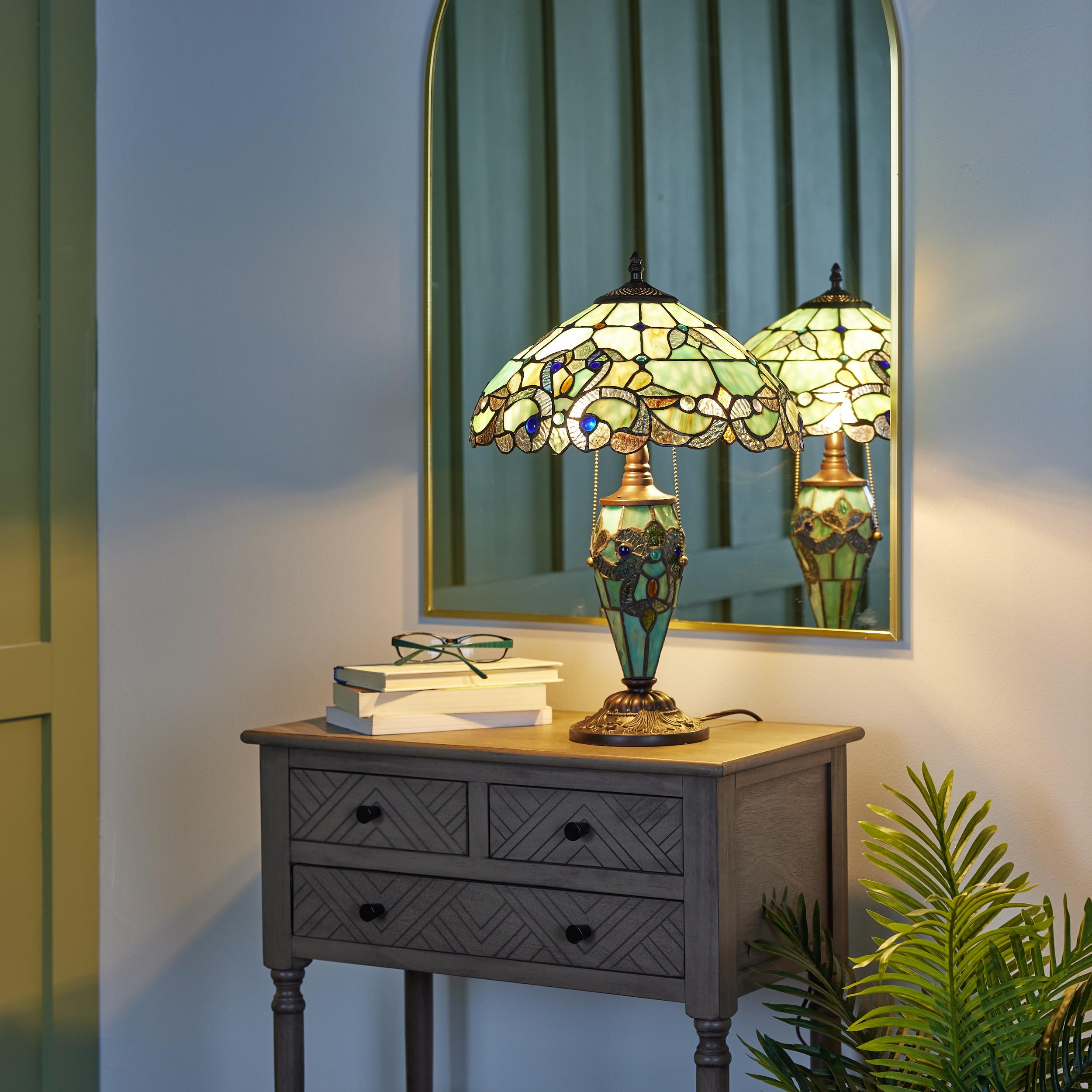 Harlow 20" Green Stained Glass Dome Accent Lamp