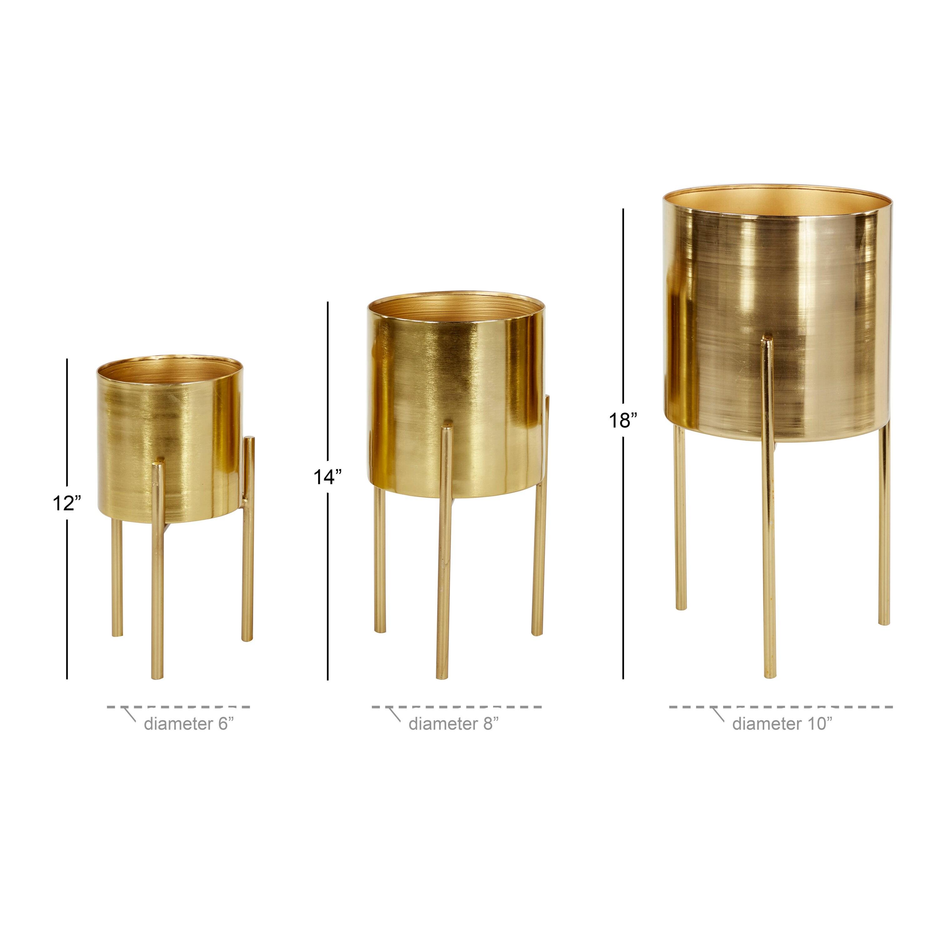 Set of 3 Contemporary Metal Planters in Stands - Olivia & May