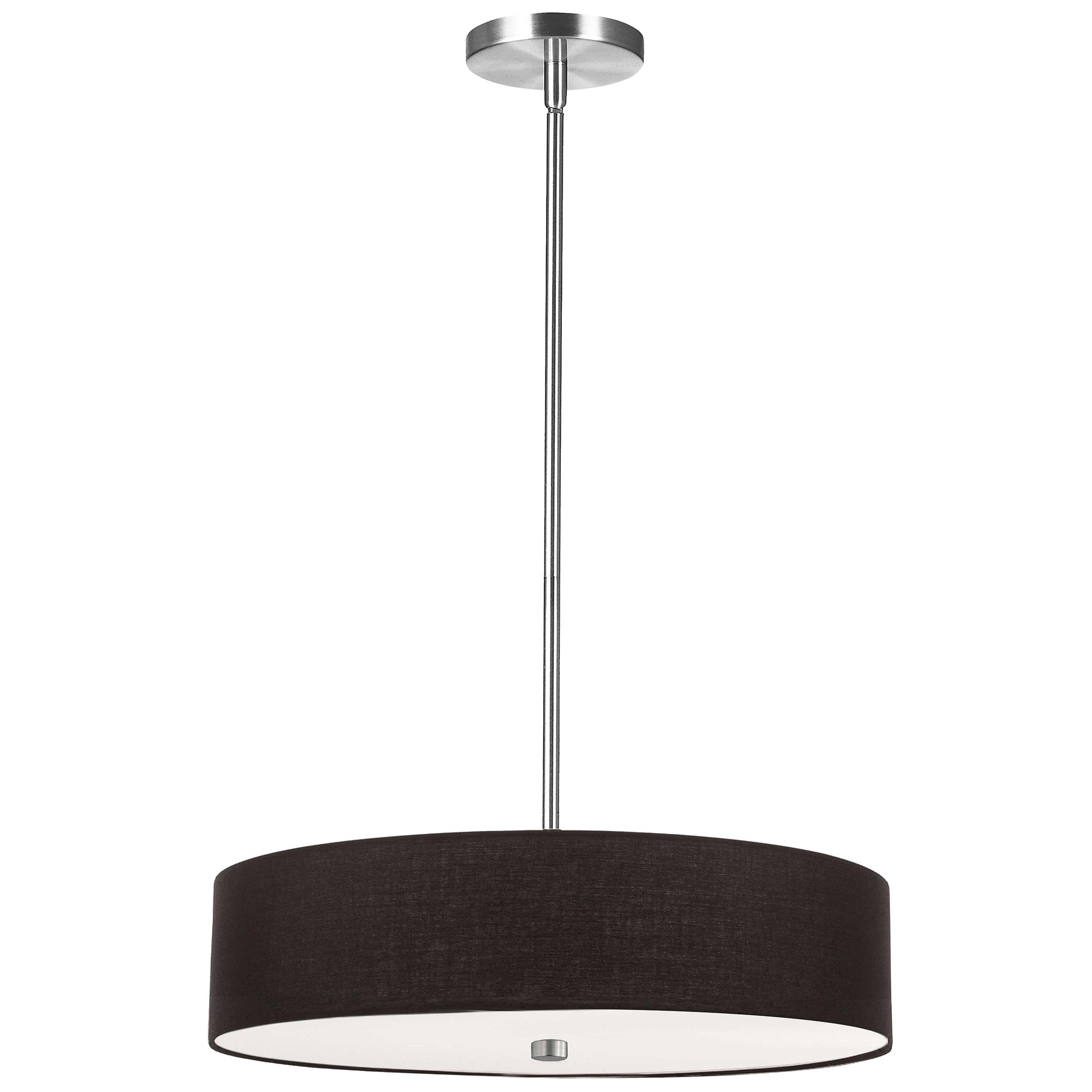 Dainolite  4 Light Everly Incandescent Pendant, Polished Chrome with Black Shade