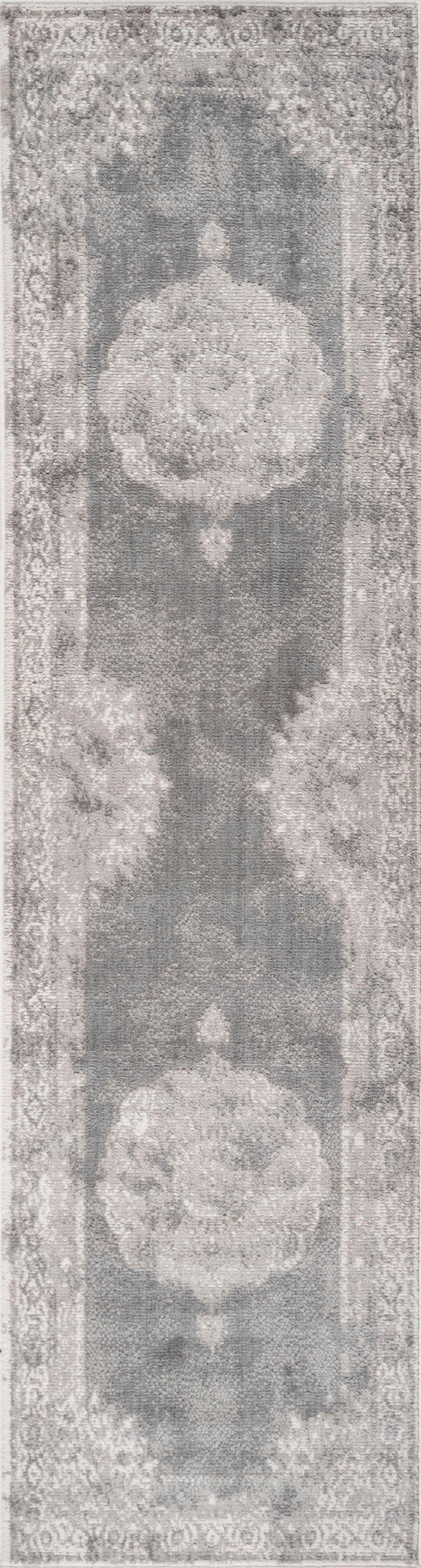 2'x10' Rosalia Cottage Medallion Runner Rug, Gray/Dark Gray - JONATHAN Y
