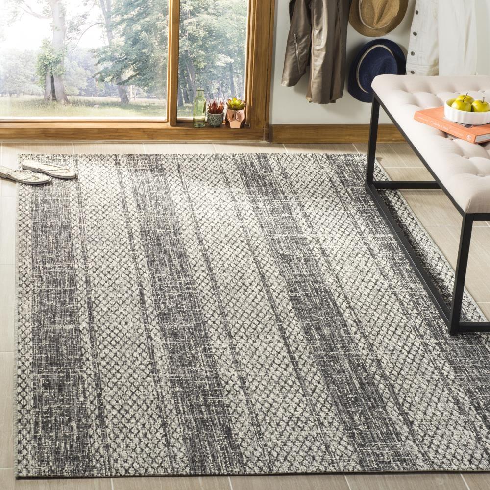 Courtyard CY8736 Power Loomed Indoor and Outdoor Area Rug - Light Grey/Black - 8'x11' - Safavieh