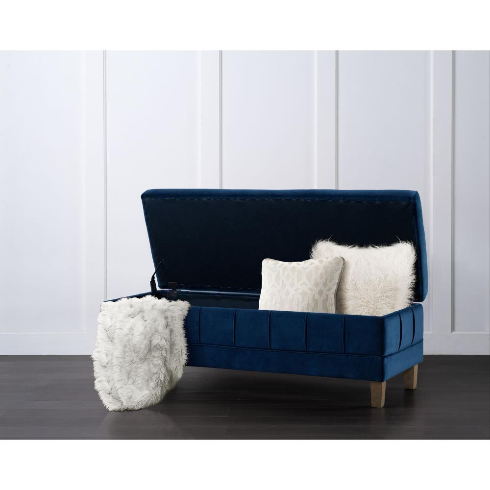 Jude Tufted Storage Ottoman Cobalt - Picket House Furnishings: Upholstered Bench with Lid, Modern Style