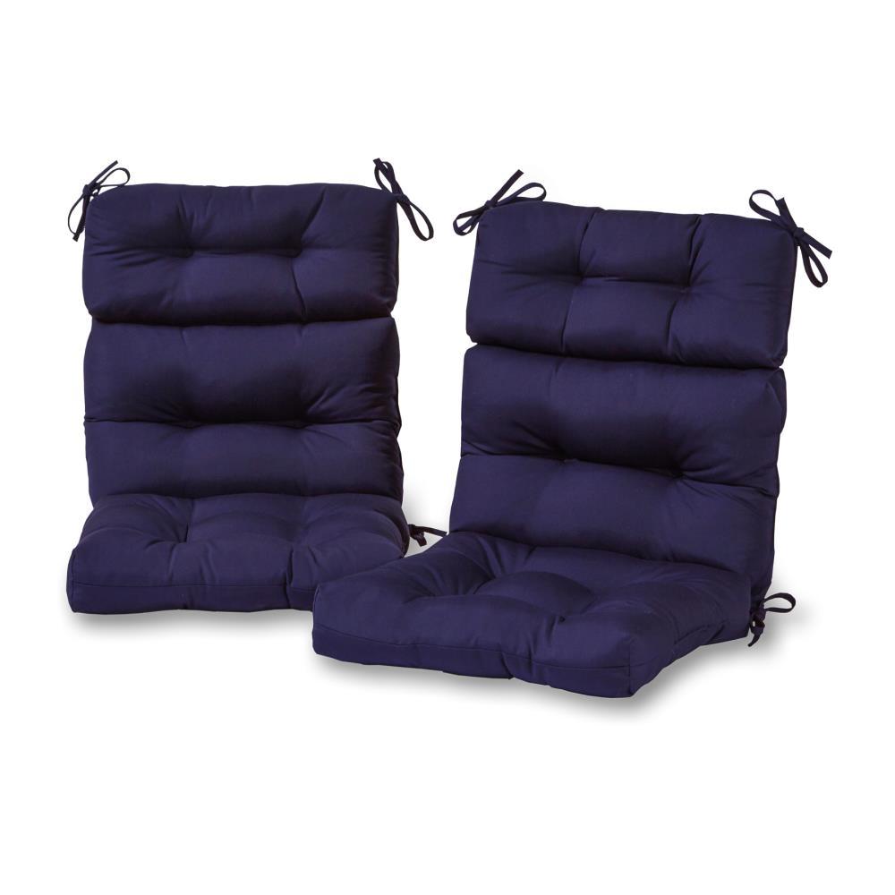 Navy High Back Tufted Outdoor Chair Cushions Set