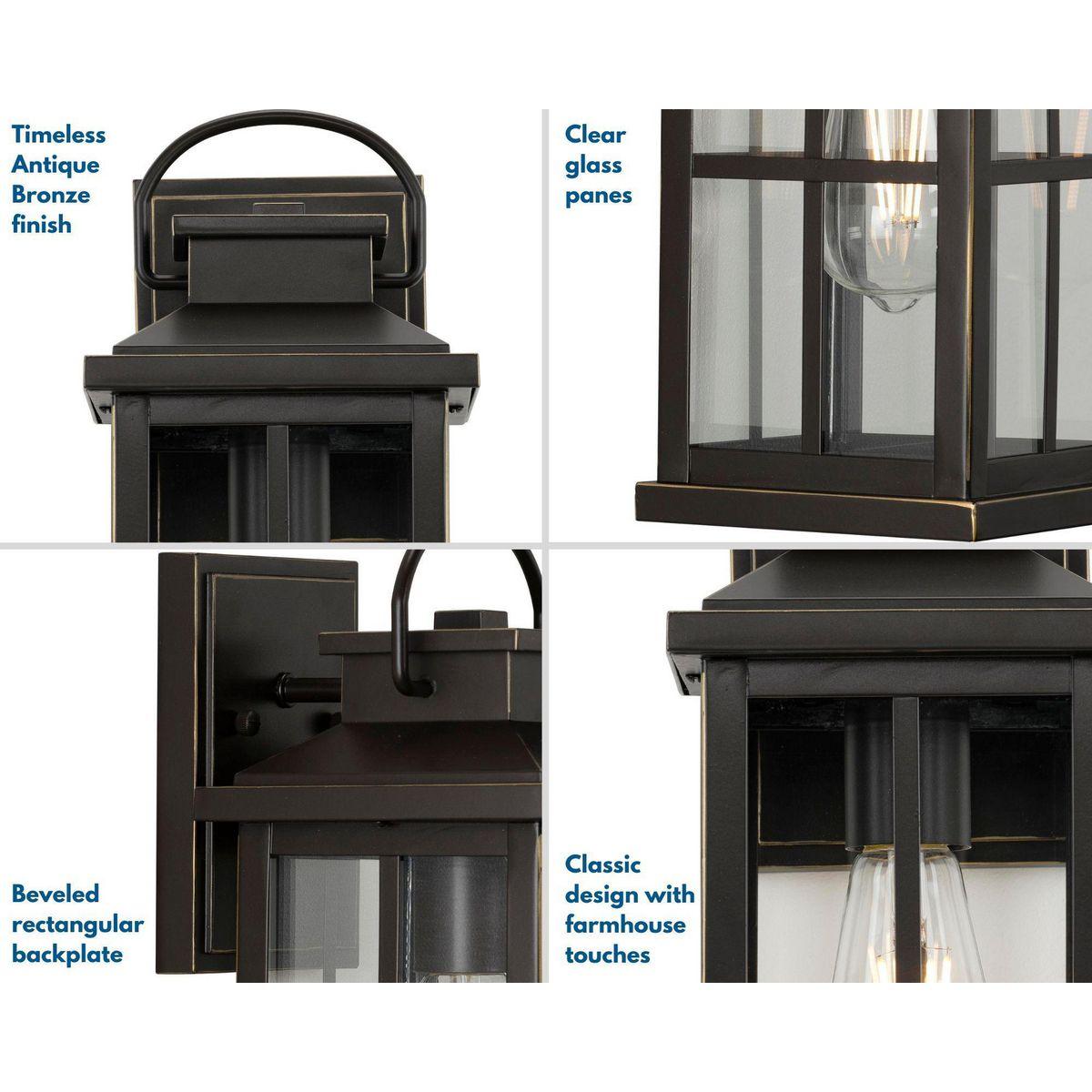 Progress Lighting Williamston 1-Light Antique Bronze Outdoor Wall Lantern with Clear Glass Shade