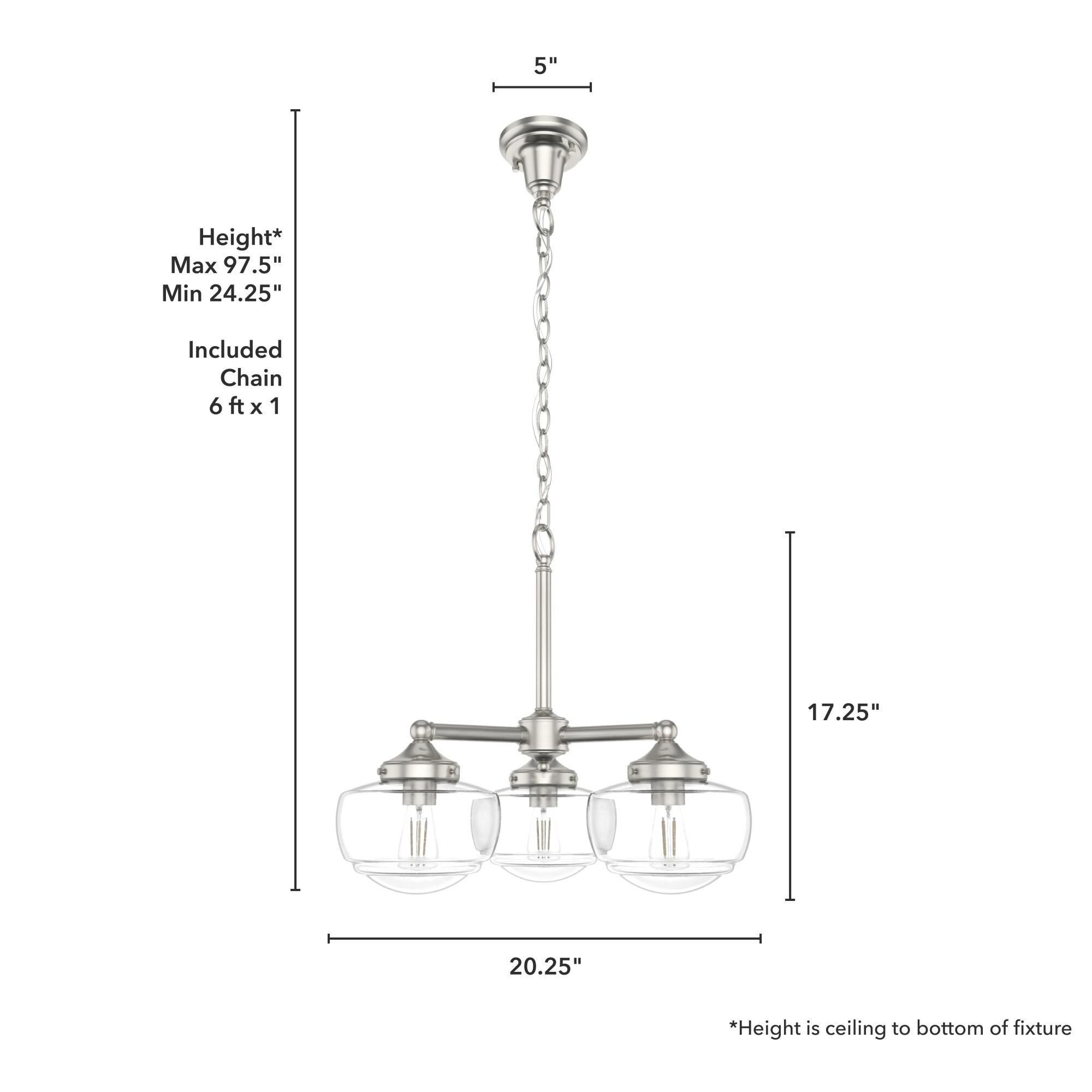 Hunter Saddle Creek 3 Light Chandelier Ceiling Light Fixture