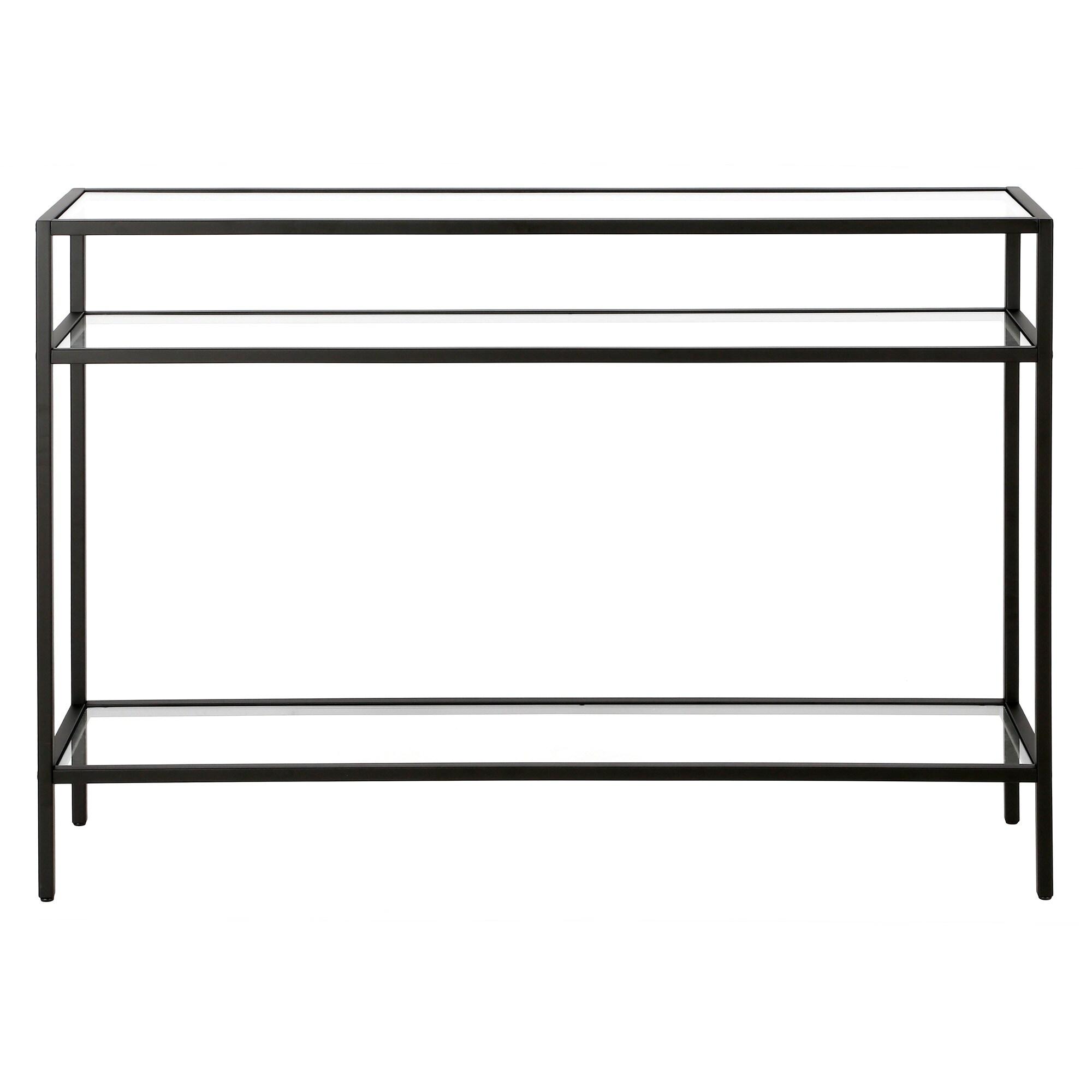 Evelyn&Zoe Siviline 42" Wide Rectangular Console Table, Blackened Bronze