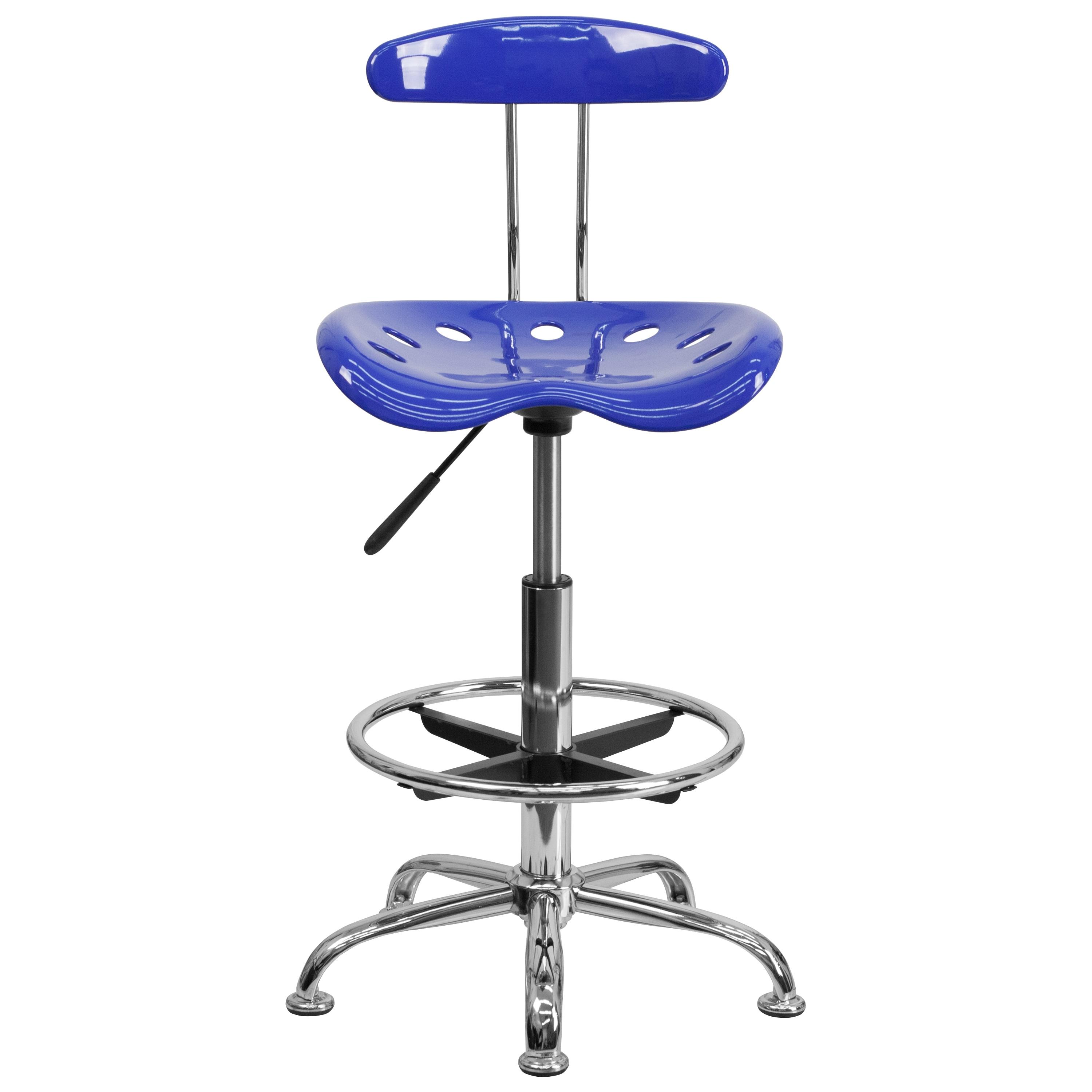 Monroe Vibrant Chrome Drafting Stool with Tractor Seat