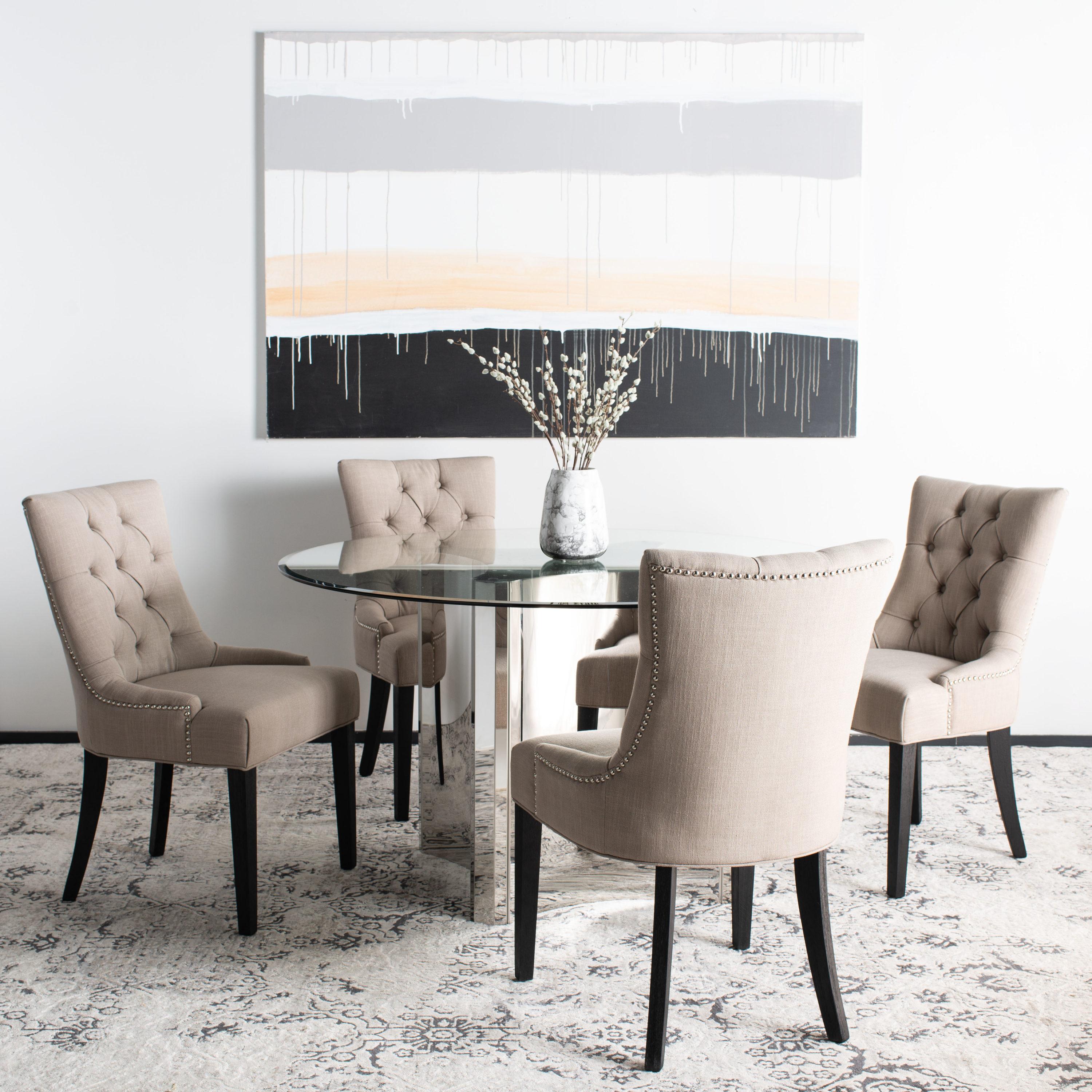 Abby 19''H Tufted Side Chairs (Set of 2) - True Taupe - Safavieh.