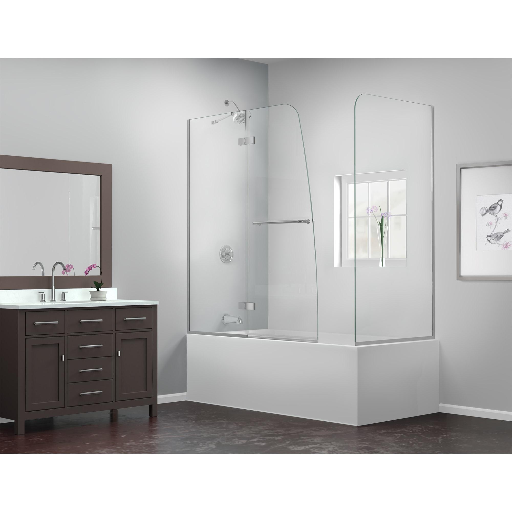 Aqua Ultra 57 "W x 58" H Semi-Frameless Tub Door with Return Panel