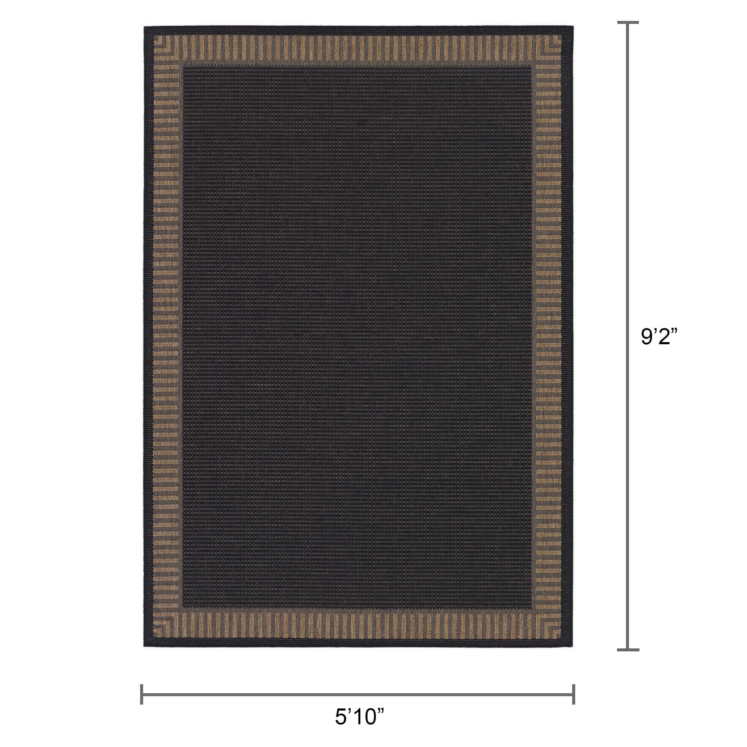 Black Synthetic Flat Woven Reversible Area Rug 70" x 110"