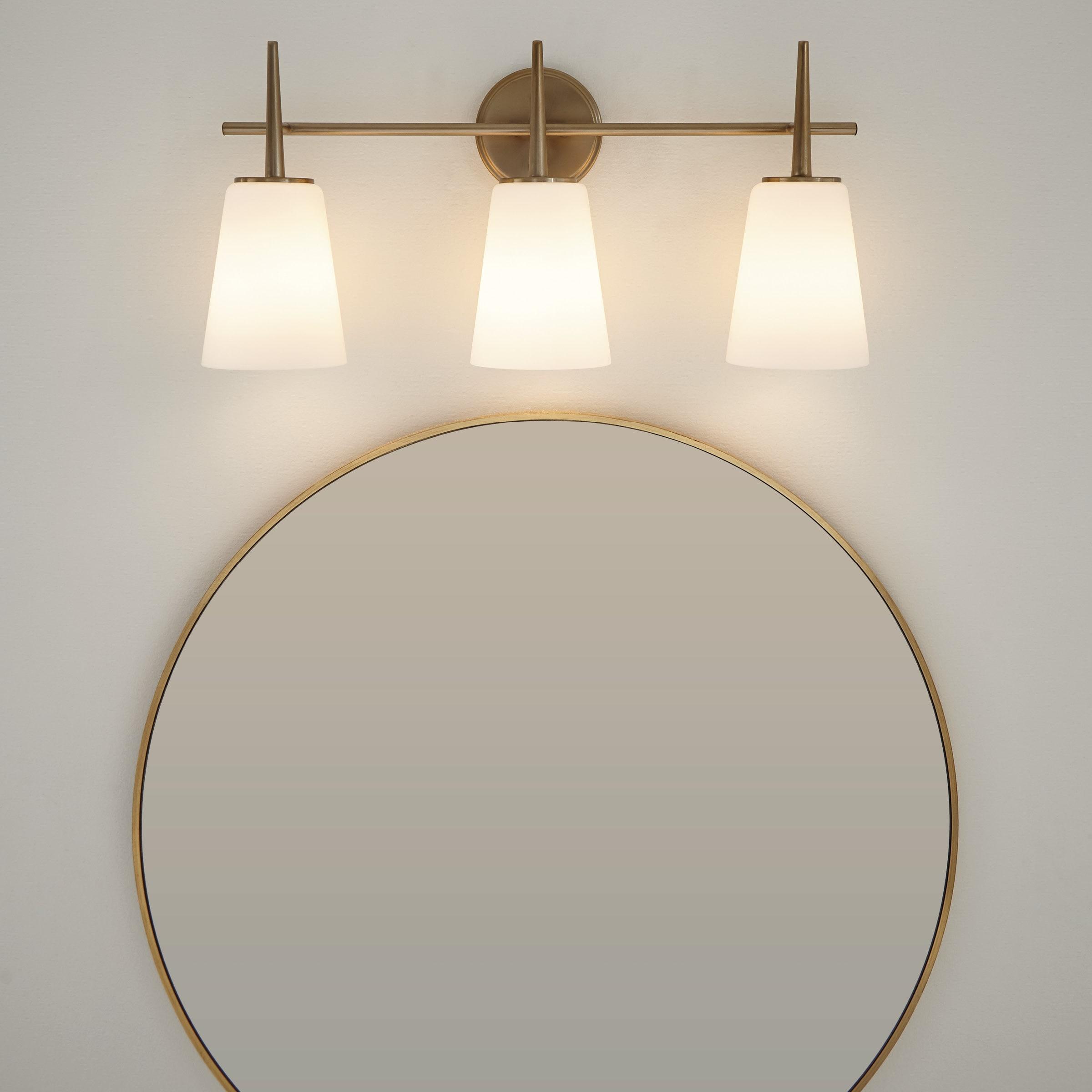 Driscoll Satin Brass 3-Light Wall Sconce with Opal Glass Shade