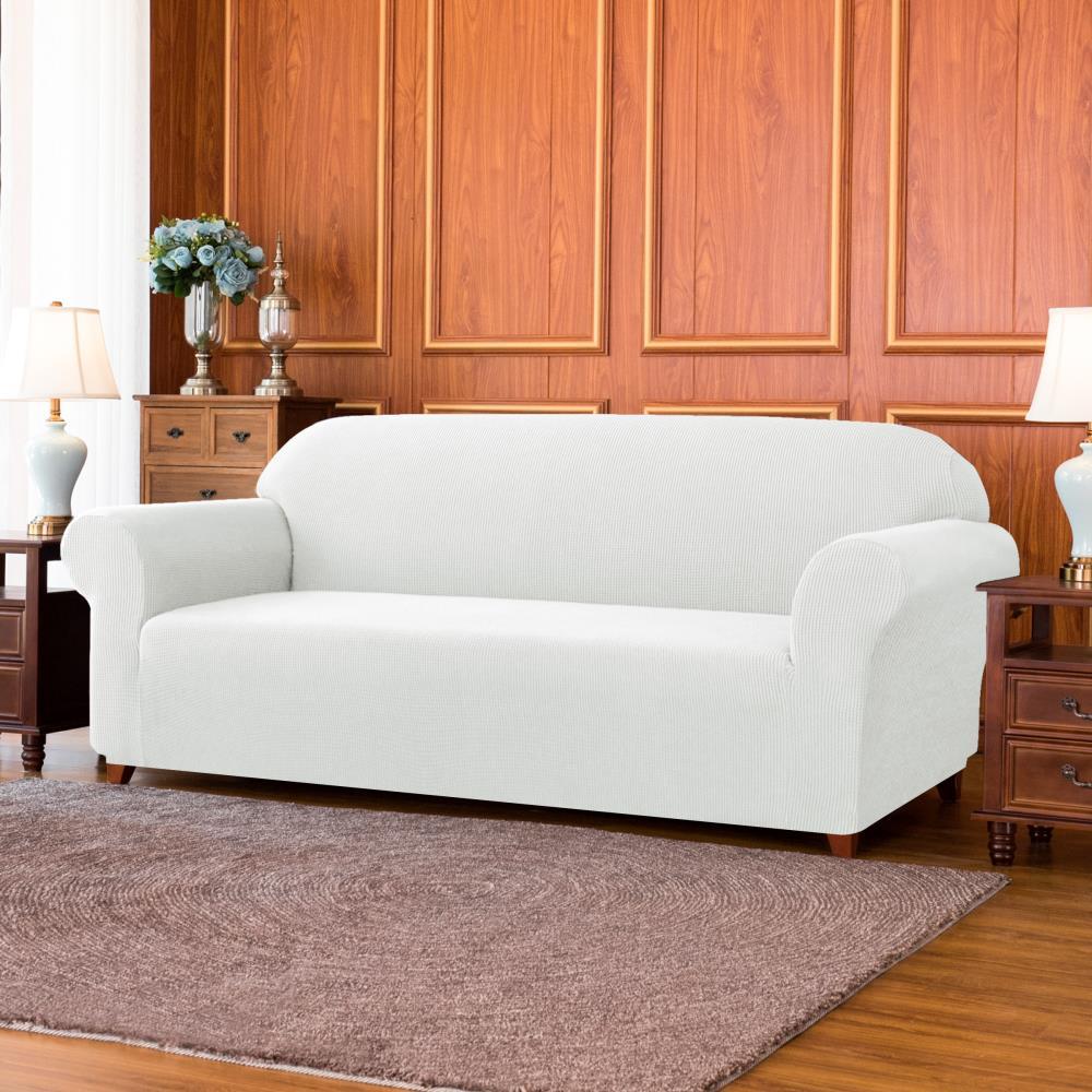 Subrtex Stretch 1-Piece Textured Grid Slipcover Sofa Cover, Off-white