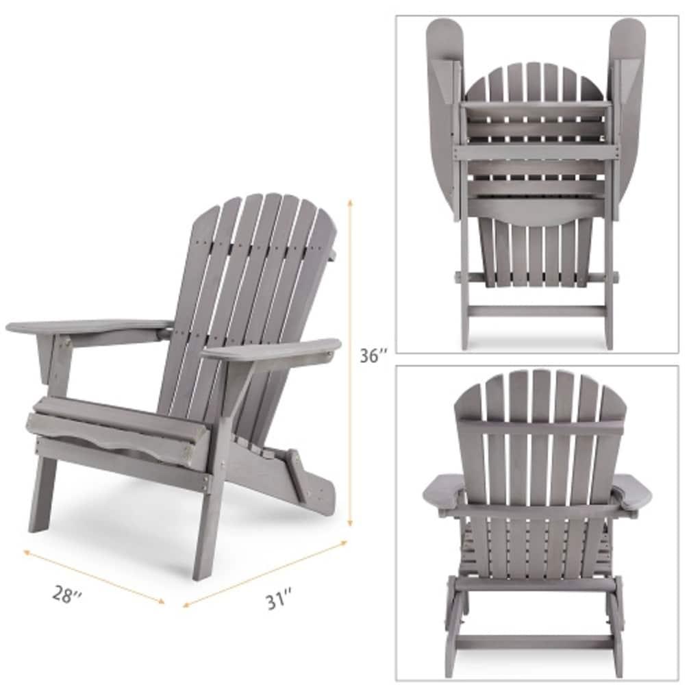 Triple Tree Wood Adirondack Folding Chairs - Set of 2, Gray