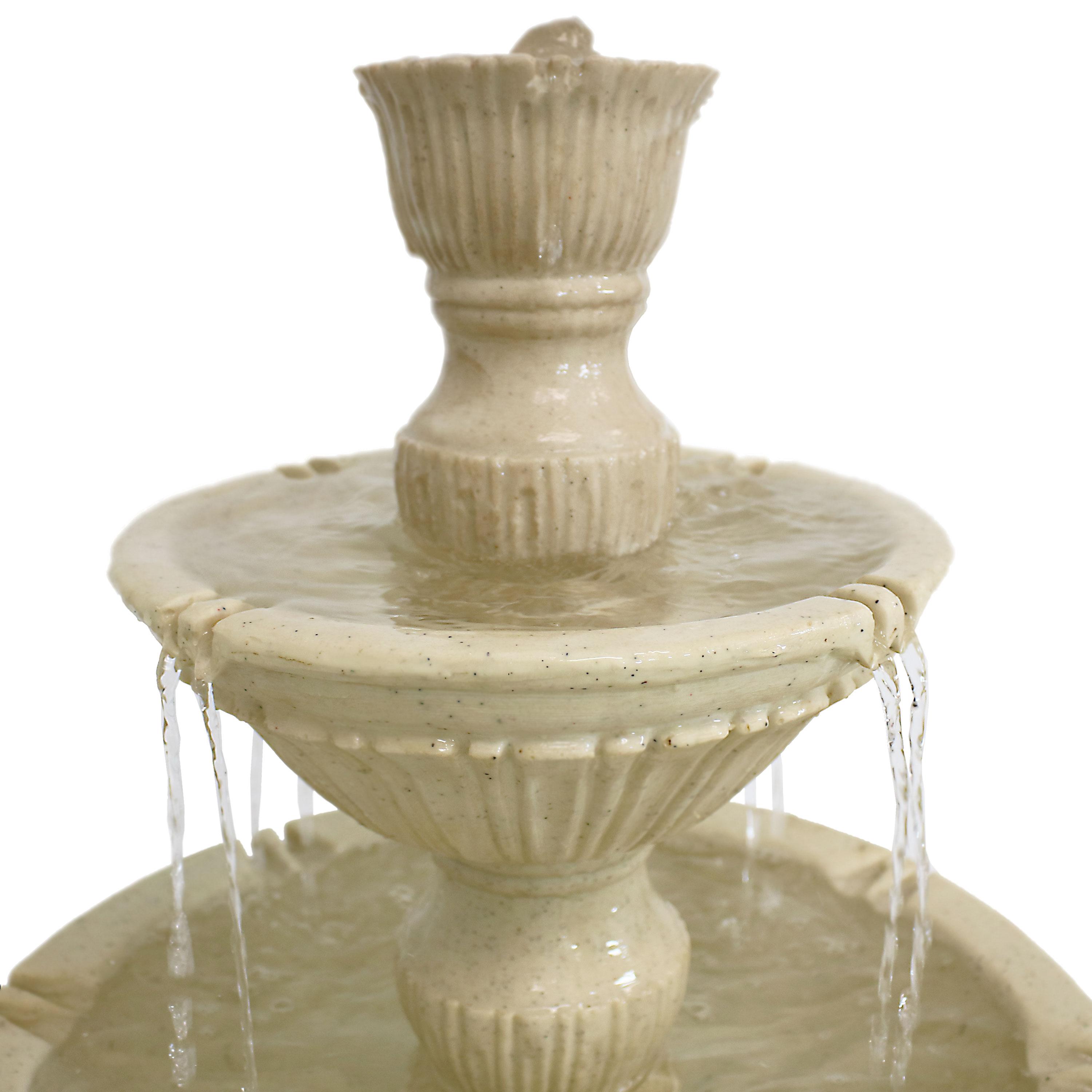 Sunnydaze 55"H Electric Polystone Classic Style 3-Tier Designer Outdoor Water Fountain, White Finish