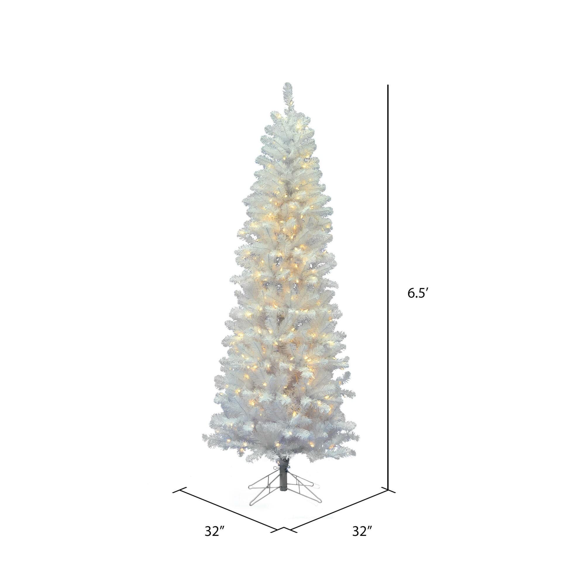 6.5-Foot White Prelit Pine Christmas Tree with LED Lights