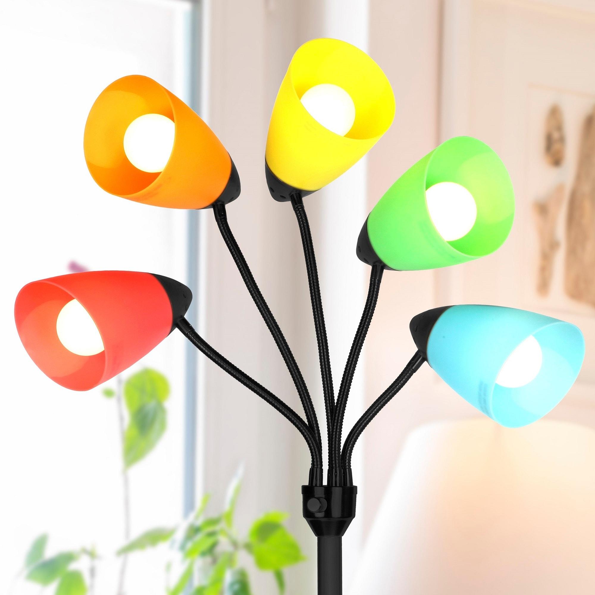 Brightech Medusa 74 in. Modern 5-Light Height Adjustable Gooseneck LED Floor Lamp with 5 Cone Shades