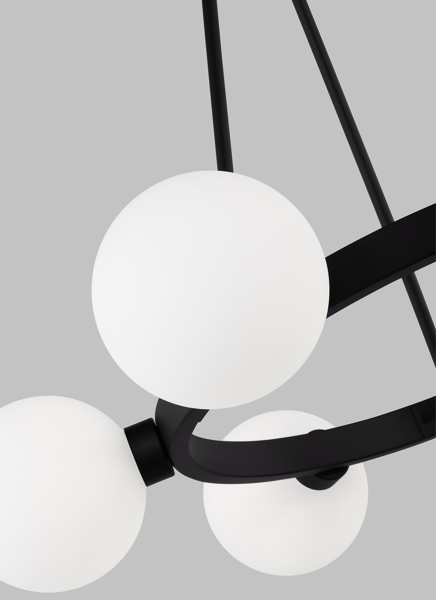 Clybourn 6-Light Midnight Black Chandelier with Milk Glass Shades