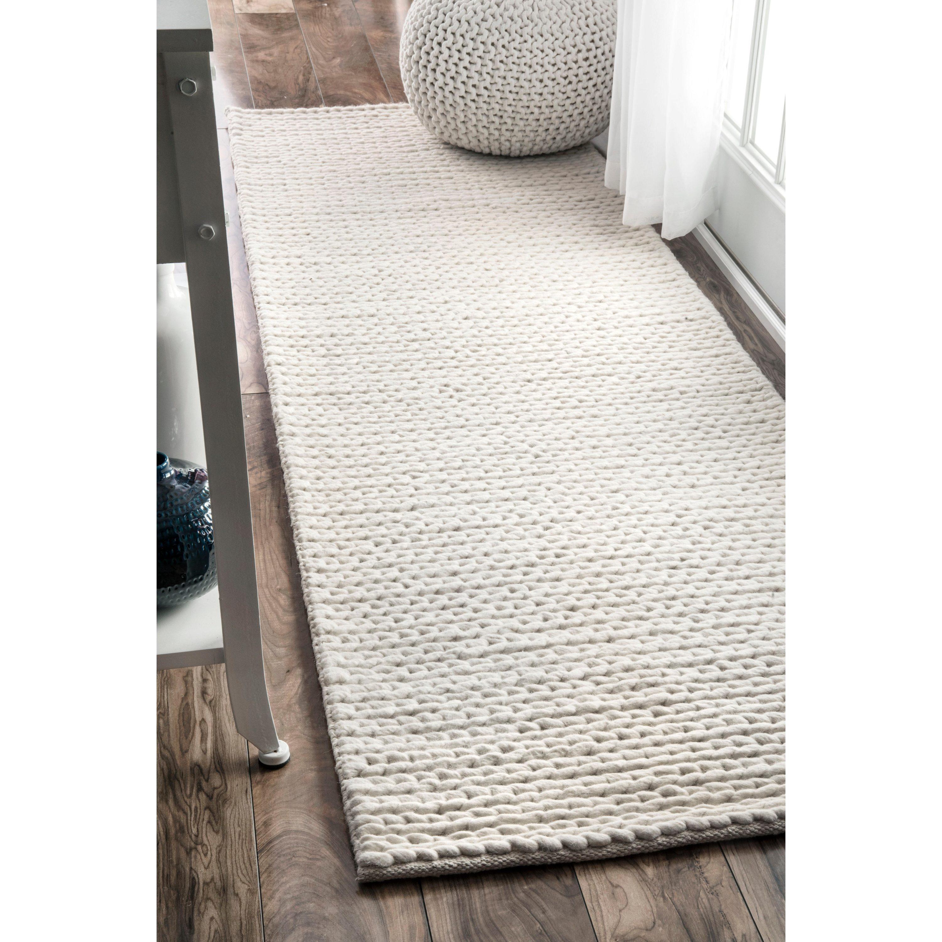 nuLOOM Penelope Braided Wool Off White 2' 6" x 8' Farmhouse Runner Rug